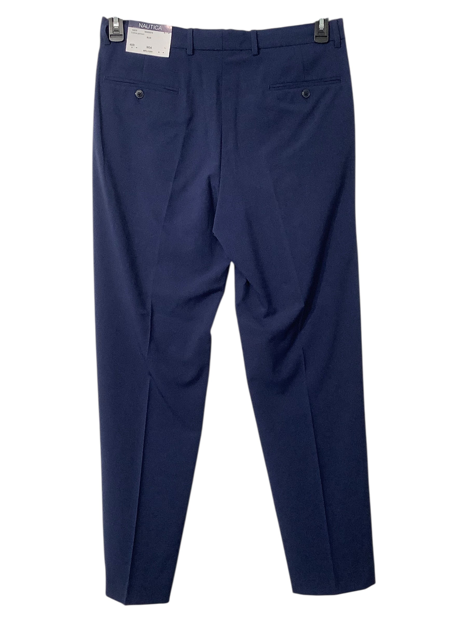 Nautica Mens Modern fit Suit Dress Pants 34 / 32 Navy Blue Solid Stretch