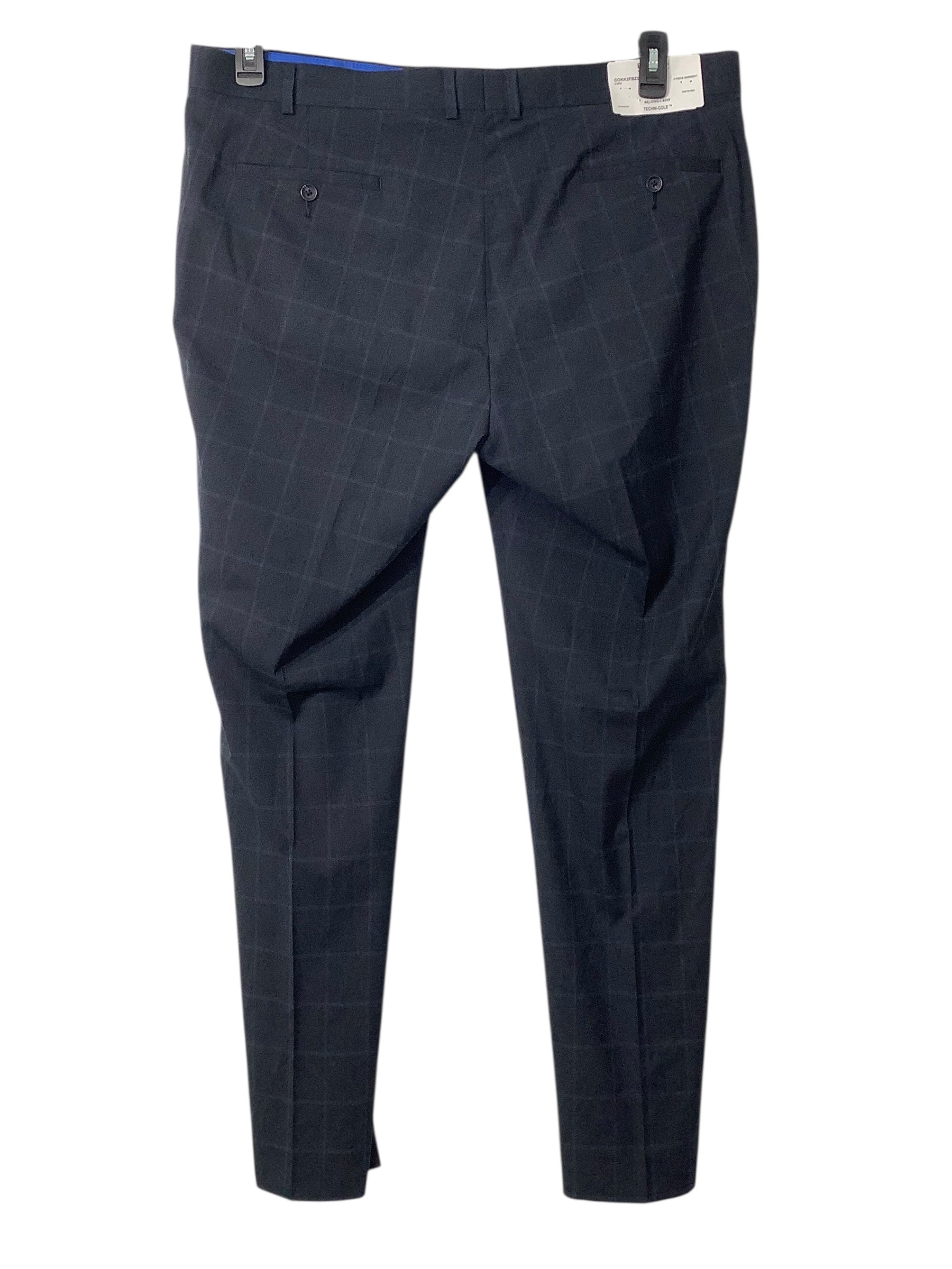 Kenneth Cole Reaction Mens Slim fit Suit Dress Pants 40 / 32 Blue Plaid Stretch