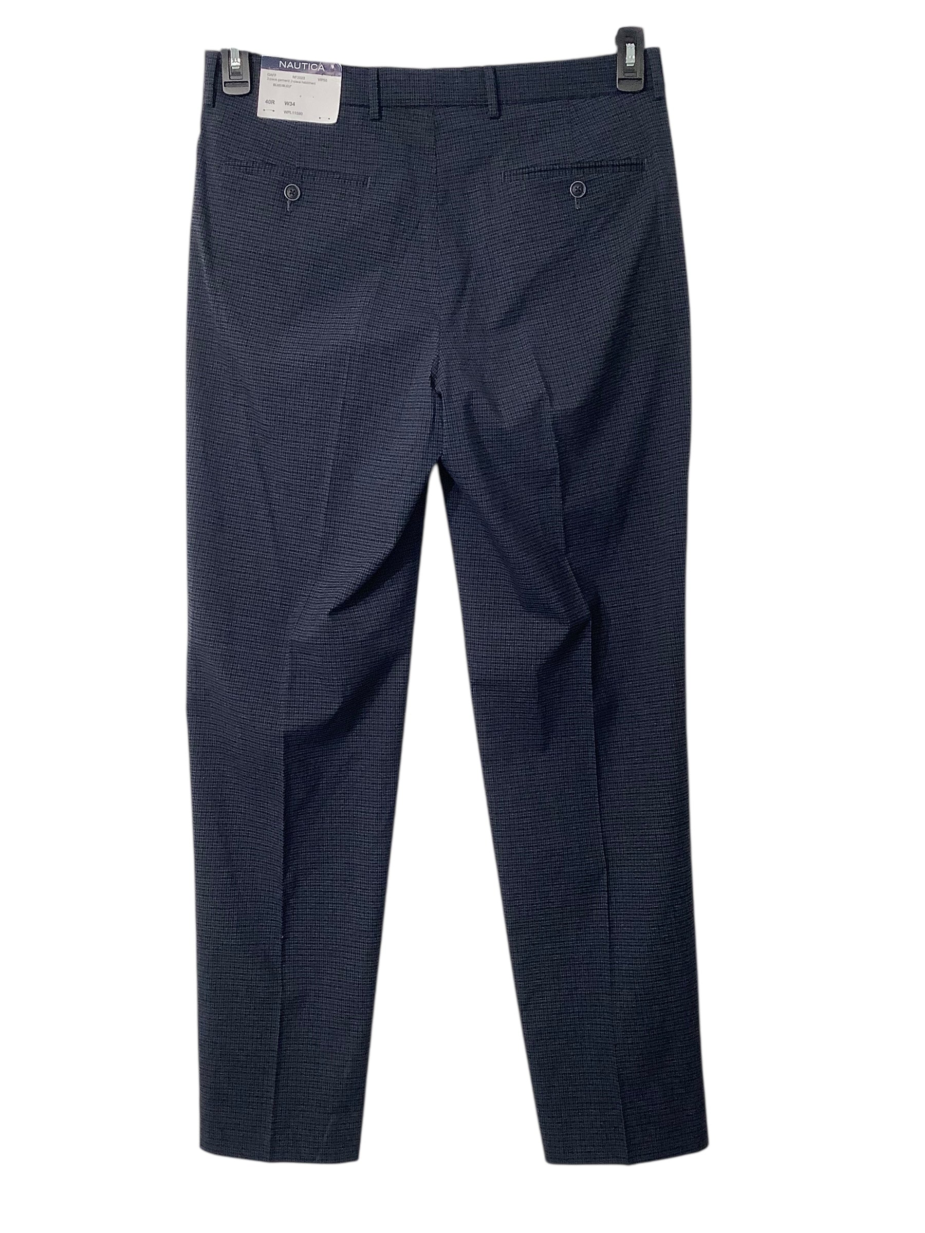 Nautica Mens Modern fit Suit Dress Pants 34 / 32 Navy Blue Plaid Stretch