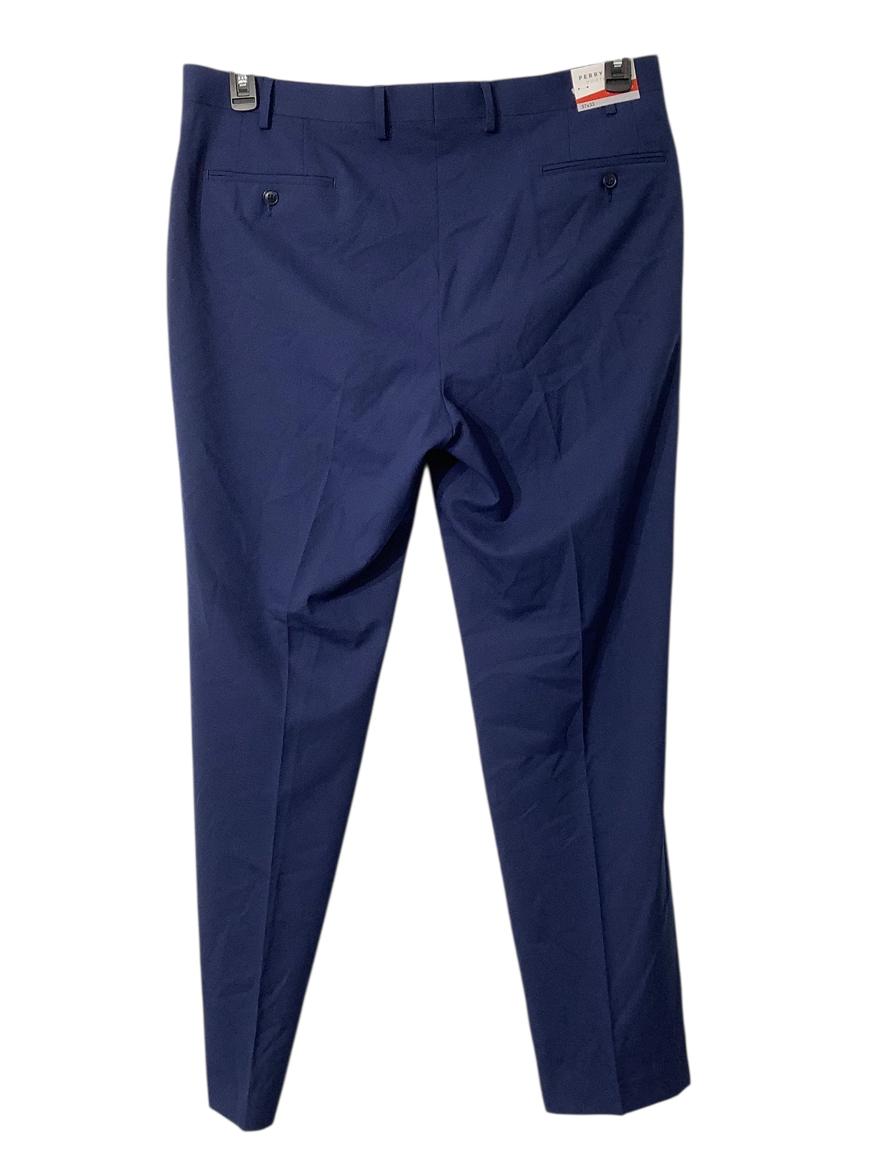 Perry Ellis Mens Modern fit Suit Dress Pants 37 / 33 Blue Solid Stretch