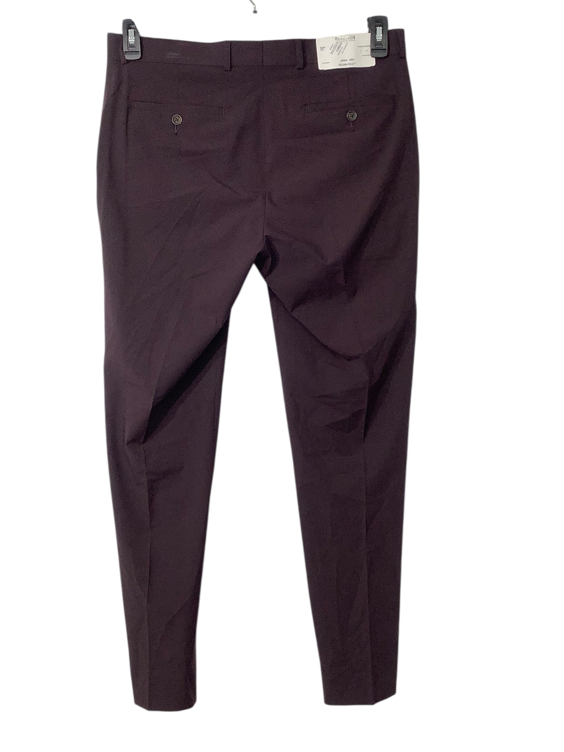 Kenneth Cole Reaction Mens Slim fit Suit Dress Pants 35 / 32 Wine Burgundy
