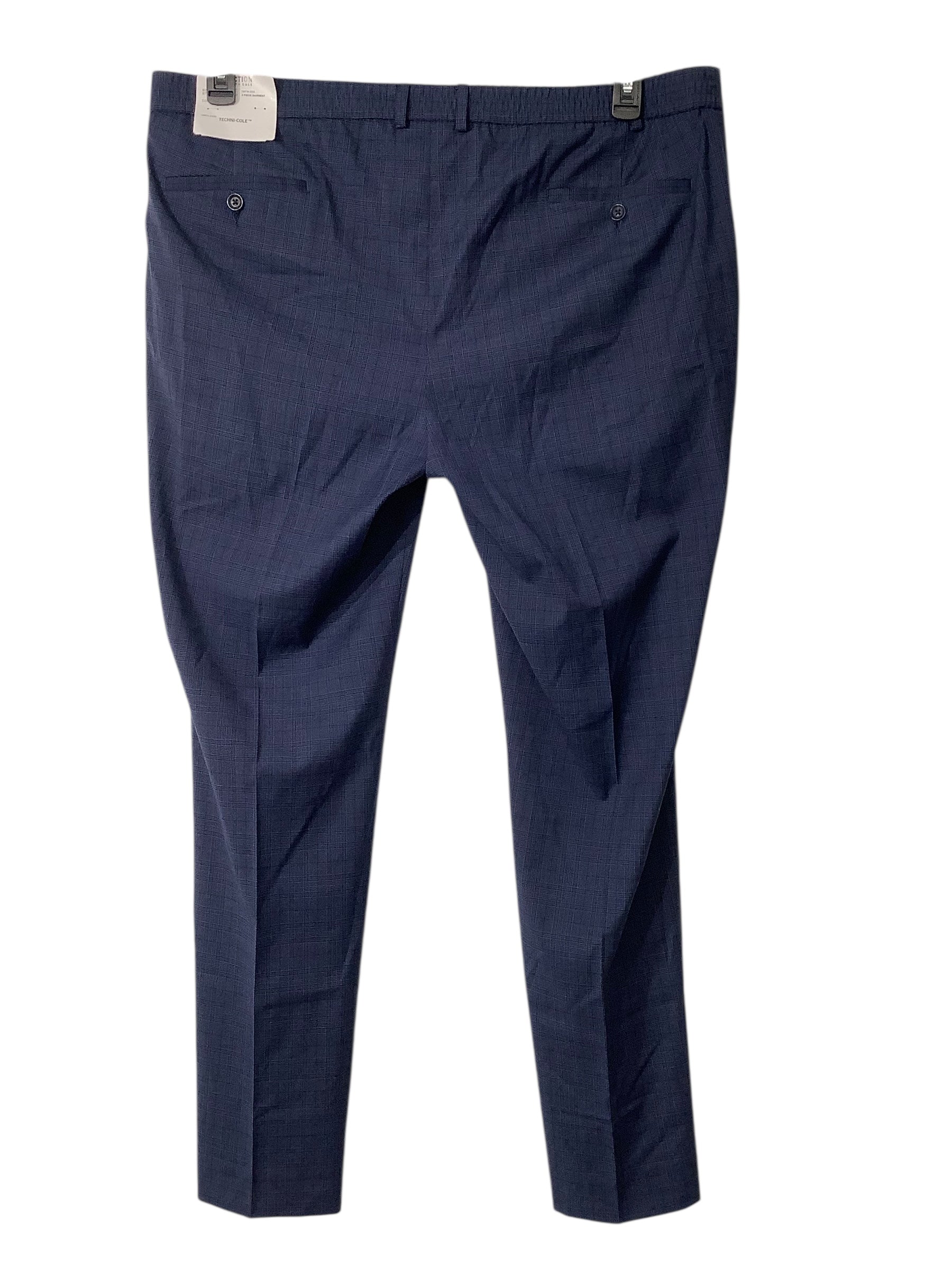 Kenneth Cole Reaction Mens Slim fit Suit Dress Pants 42 / 32 Blue Plaid Stretch