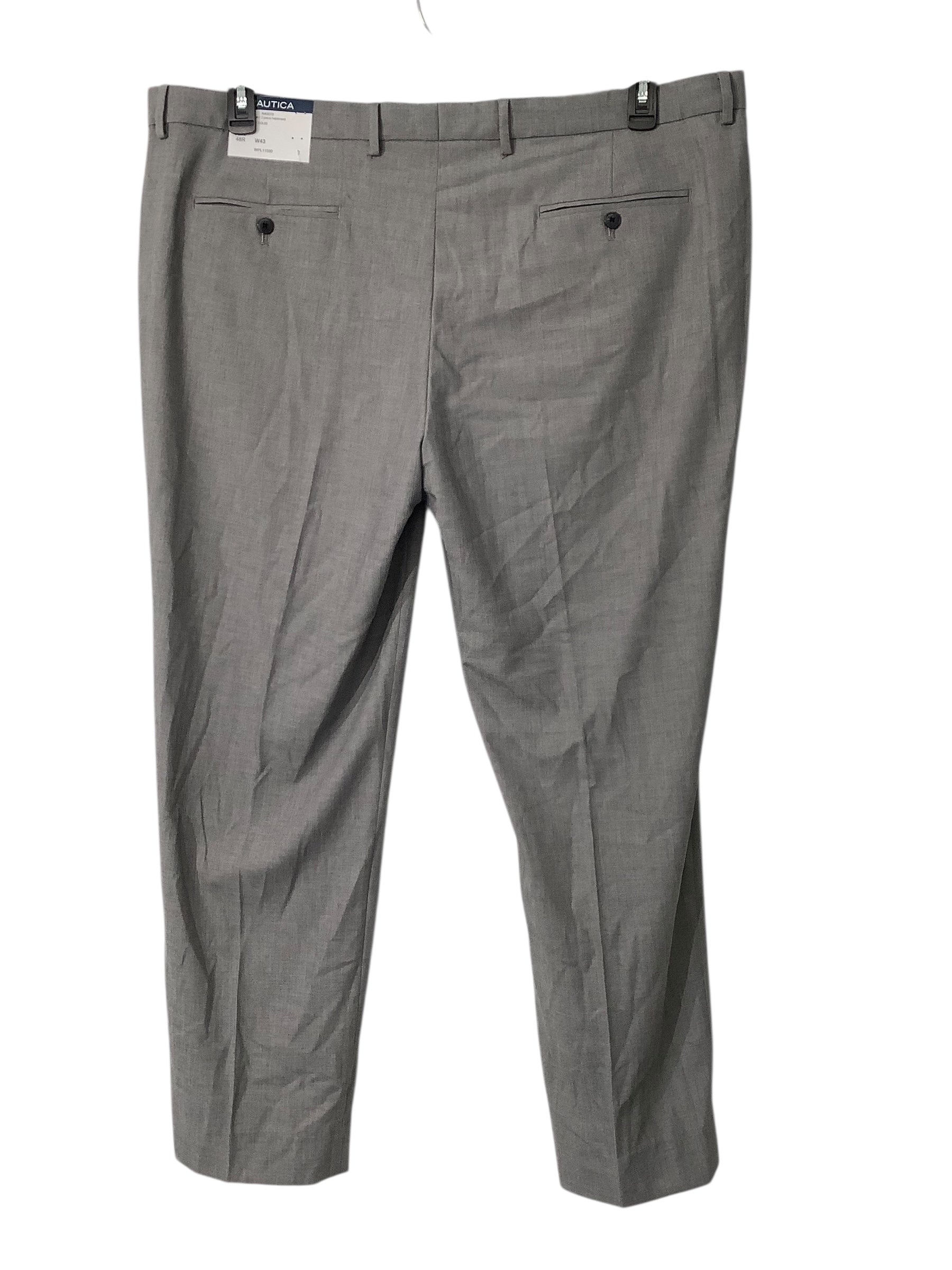 Nautica Mens Modern fit Suit Dress Pants 43 / 32 Grey Solid Stretch