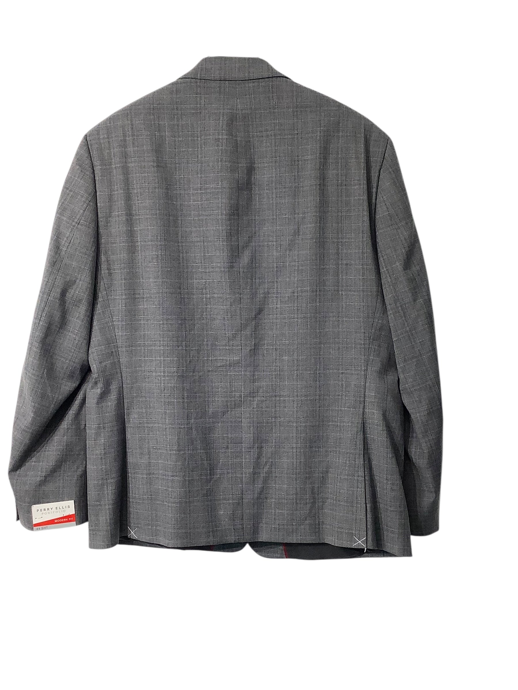 Perry Ellis Mens Modern fit Suit Jacket Blazer 44 S Grey Plaid Stretch