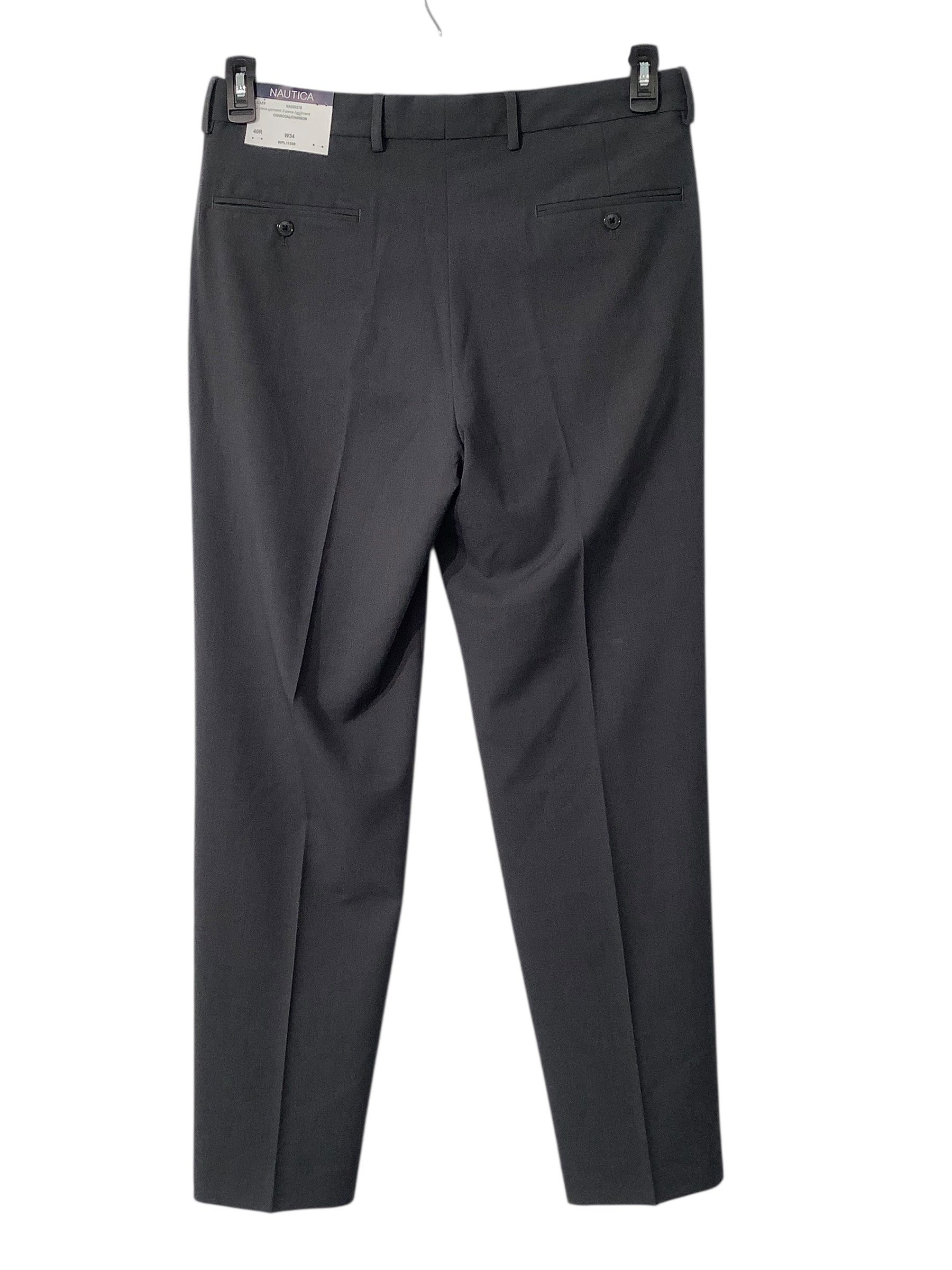 Nautica Mens Modern fit Suit Dress Pants 32 / 32 Charcoal Grey Solid Stretch