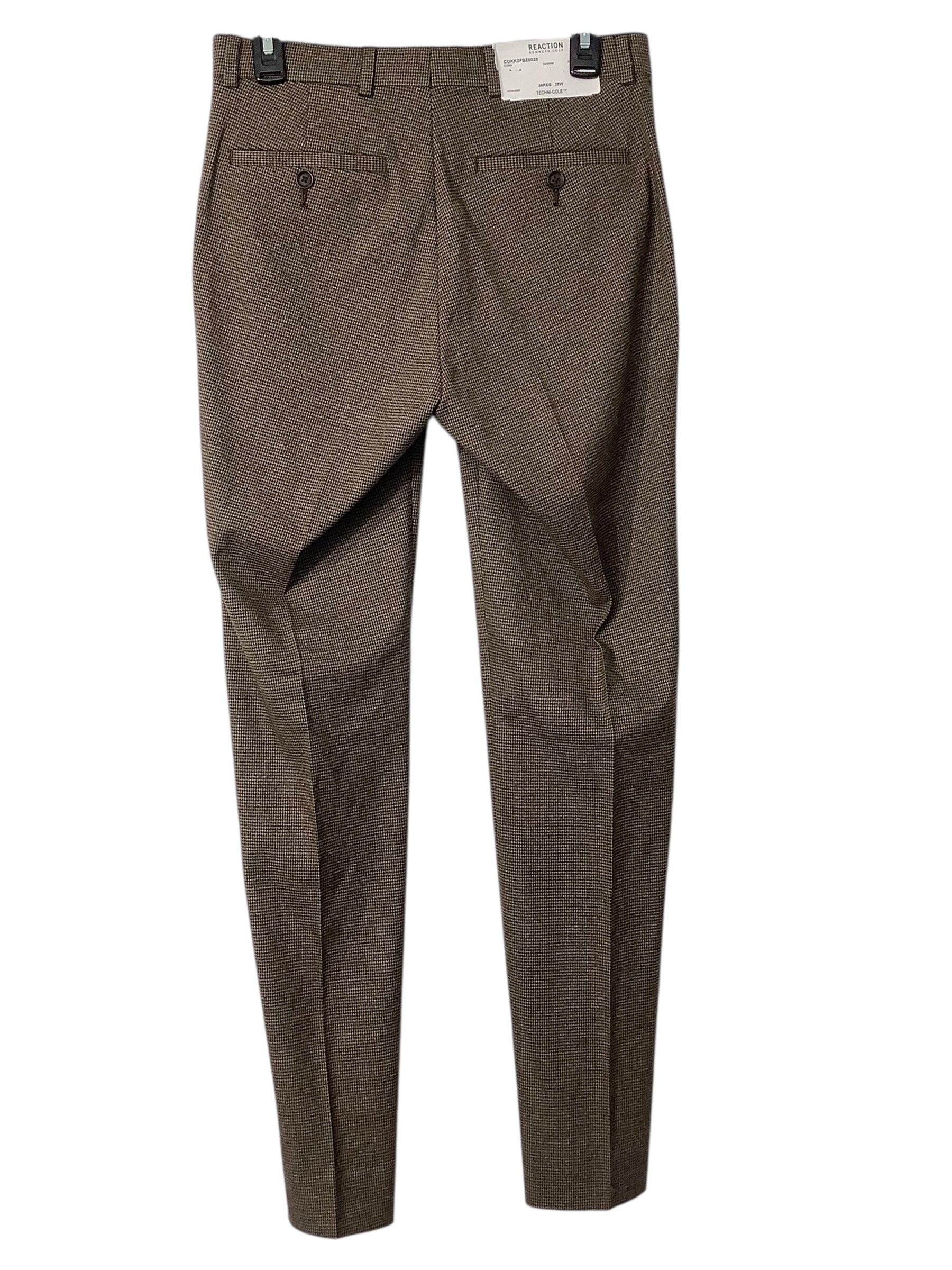 Kenneth Cole Reaction Mens Slim fit Suit Dress Pants 29 / 32 Brown Check Stretch
