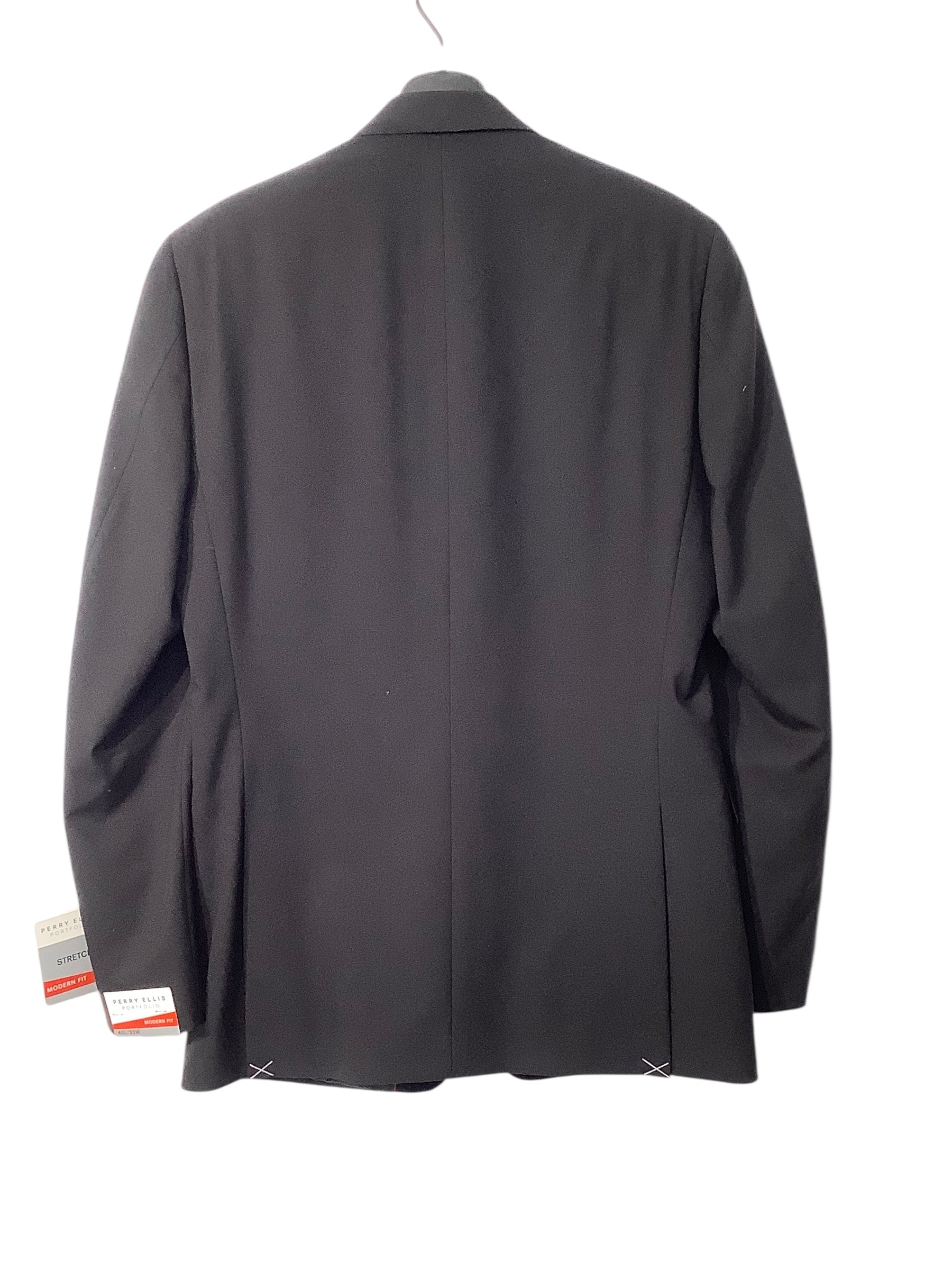 Perry Ellis Mens Modern fit Suit Jacket Blazer 40 L Black Solid Stretch