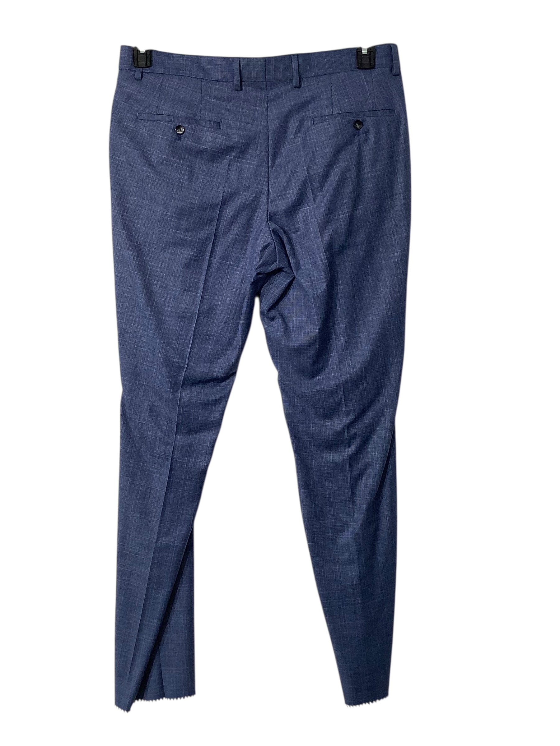 Hugo Boss Mens Slim fit Suit Dress Pants 36 Blue Plaid Stretch