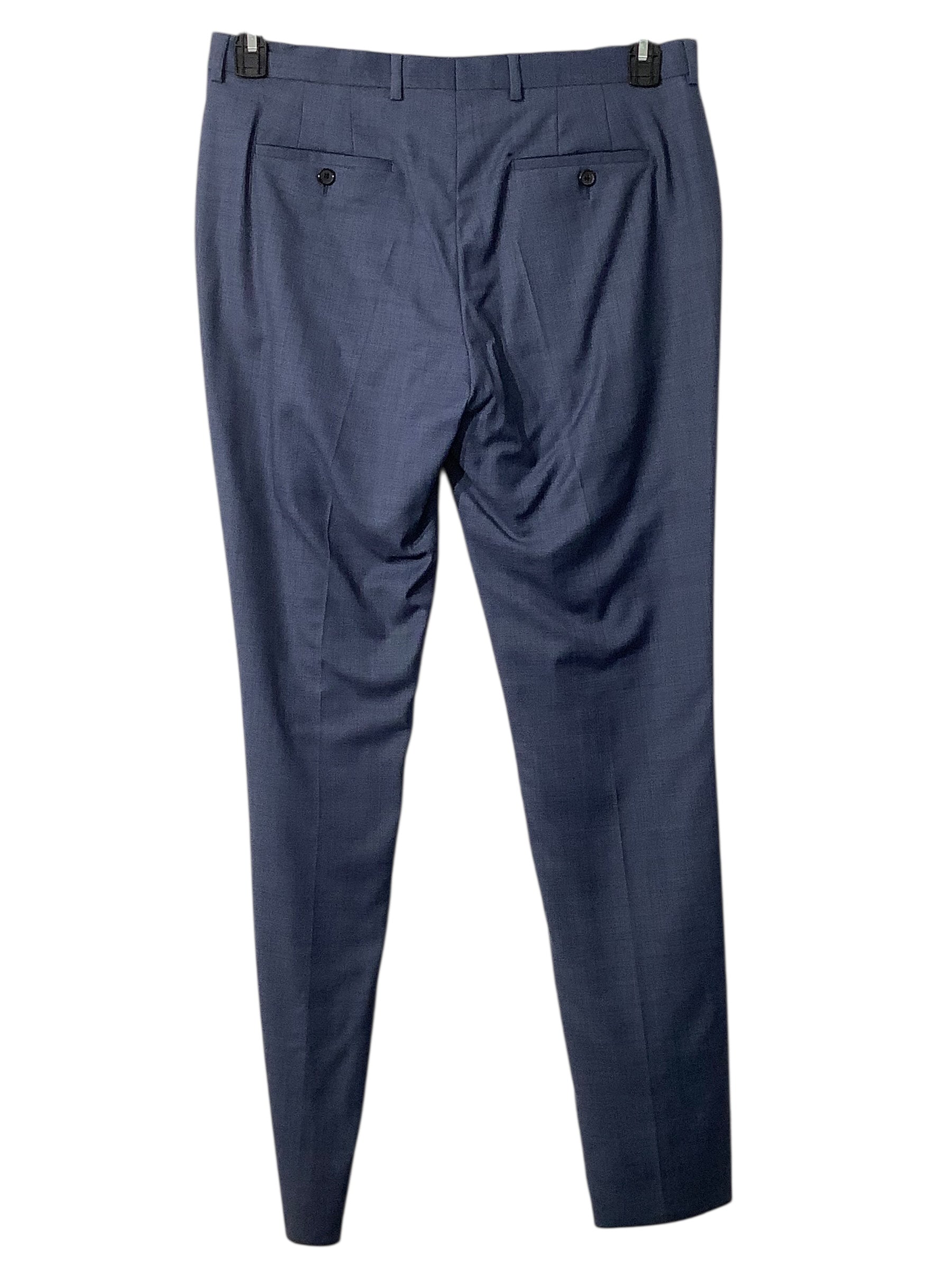 Paul Smith Mens Slim fit Suit Dress Pants 36 Waist Blue Solid Stretch