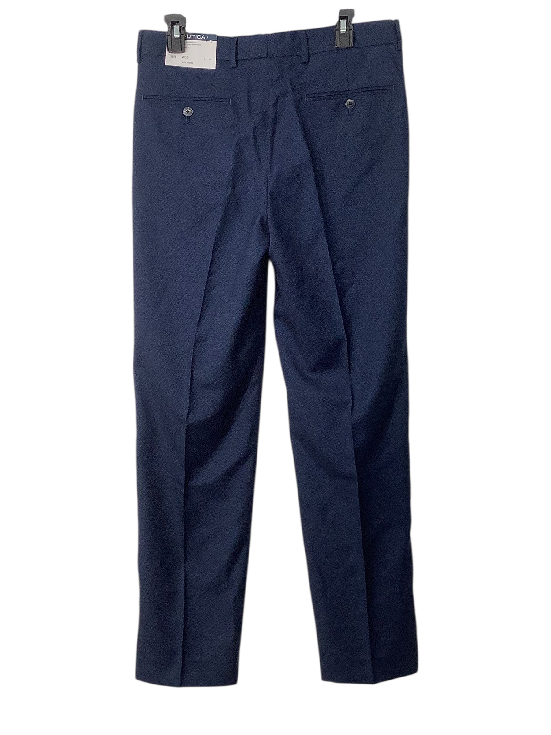 Nautica Mens Modern fit Suit Dress Pants 32 / 32 Blue Birdseye Stretch