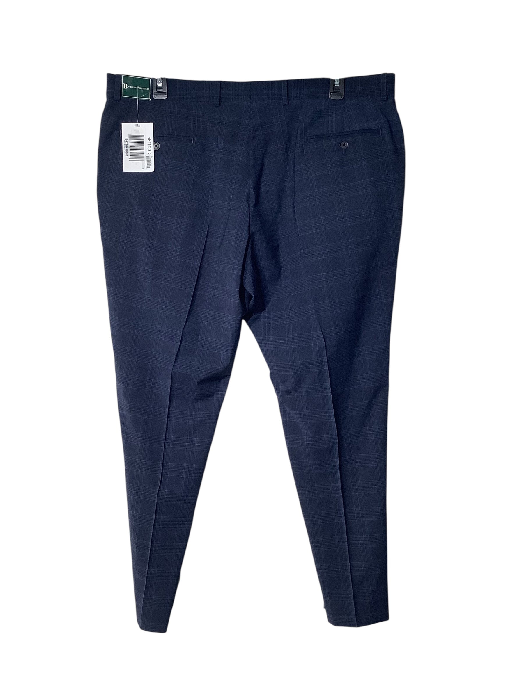 Brooks Brothers Mens Classic fit Dress Pants 40 / 30 Navy Blue Plaid Stretch