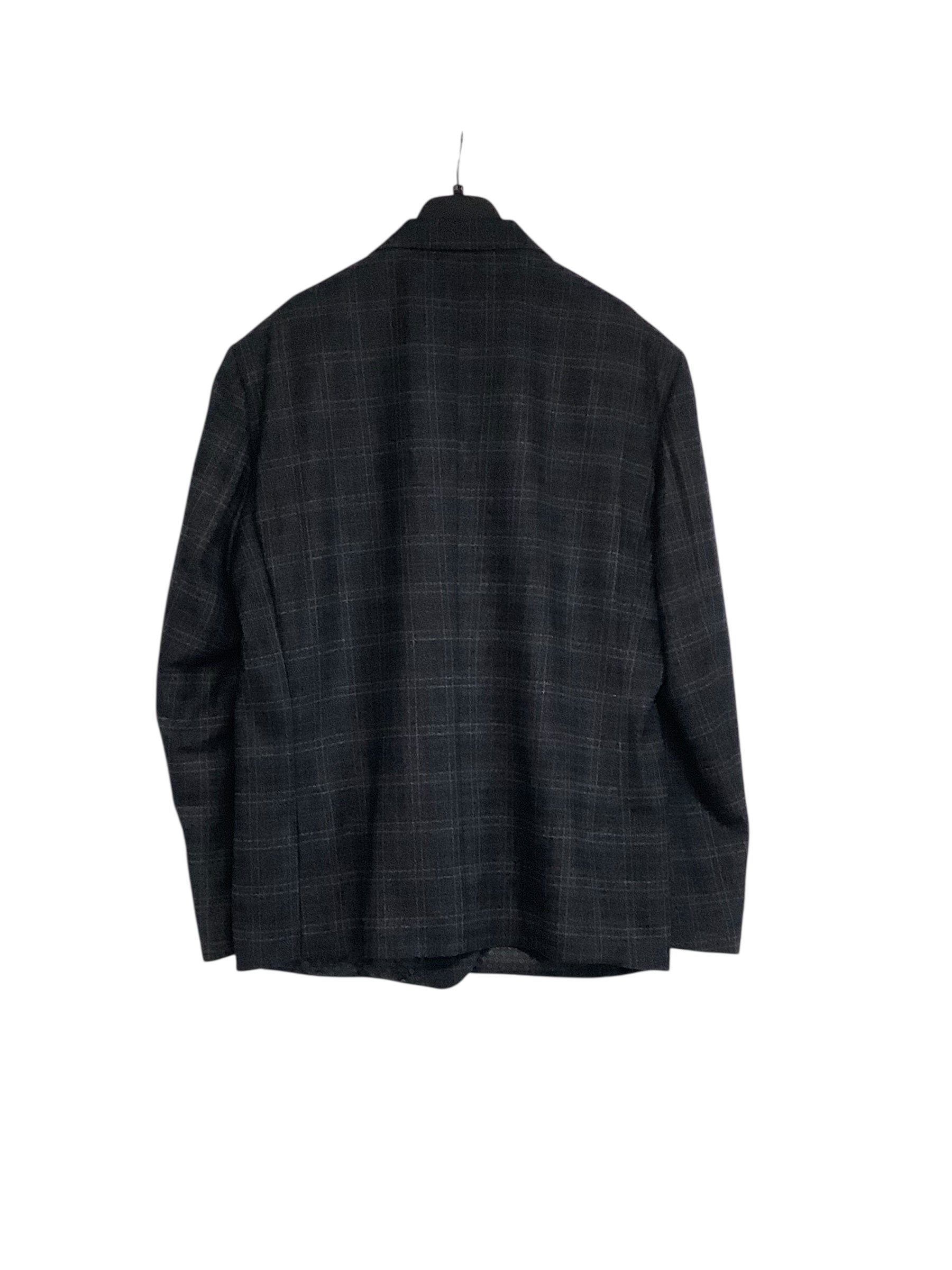 Tom Baine Mens Slim fit Sport Coat Blazer 3XL / 48R Charcoal Grey Plaid Stretch