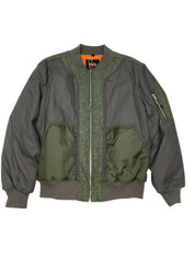Bass Outdoor Mens Regular fit Mixed Media Bomber Jacket Coat XL Green Solid