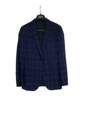 Hugo Boss Mens Slim fit 2 Piece Suit 42 R / 38 Waist Navy Blue Plaid Stretch