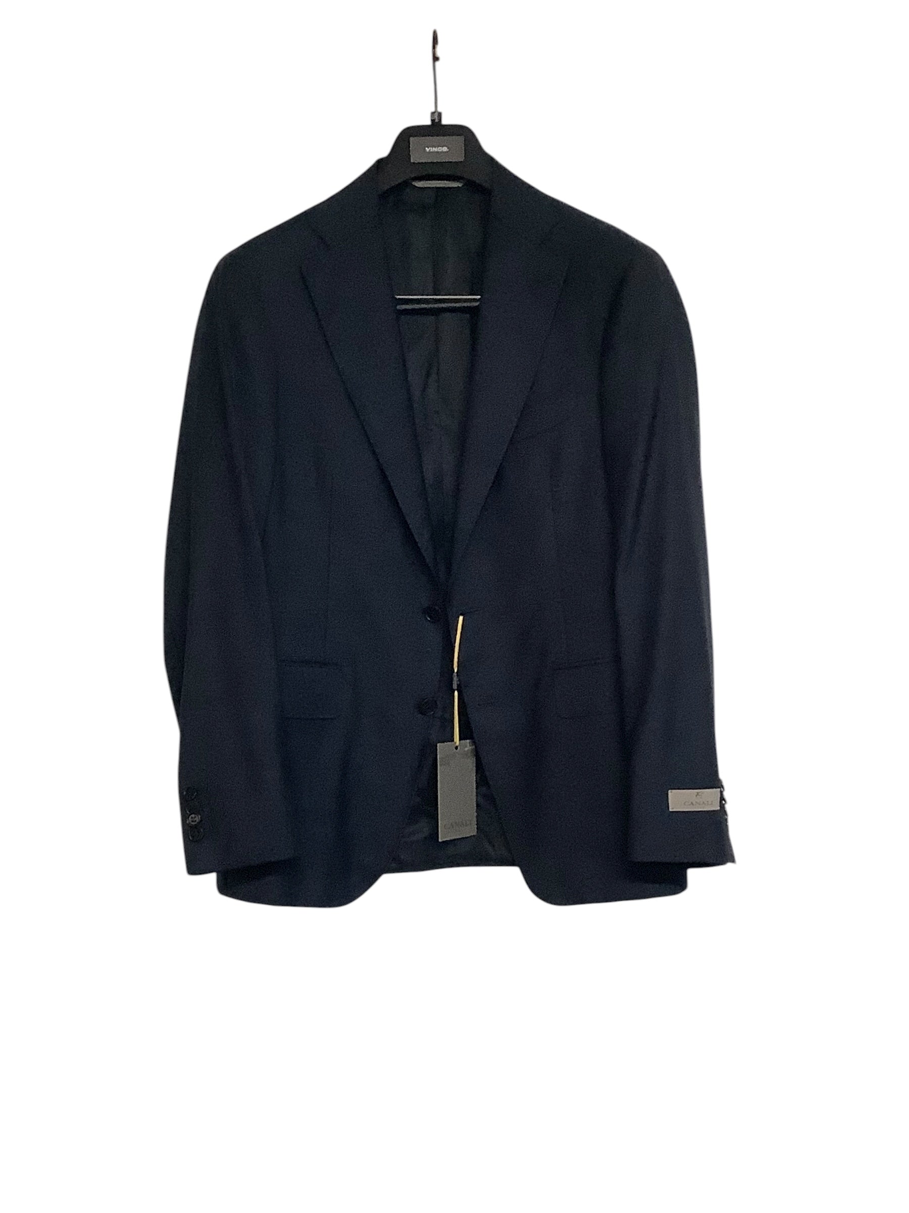 Canali Capri Melange Twill Solid Slim Fit Suit 38 S / 32 Waist Navy Blue