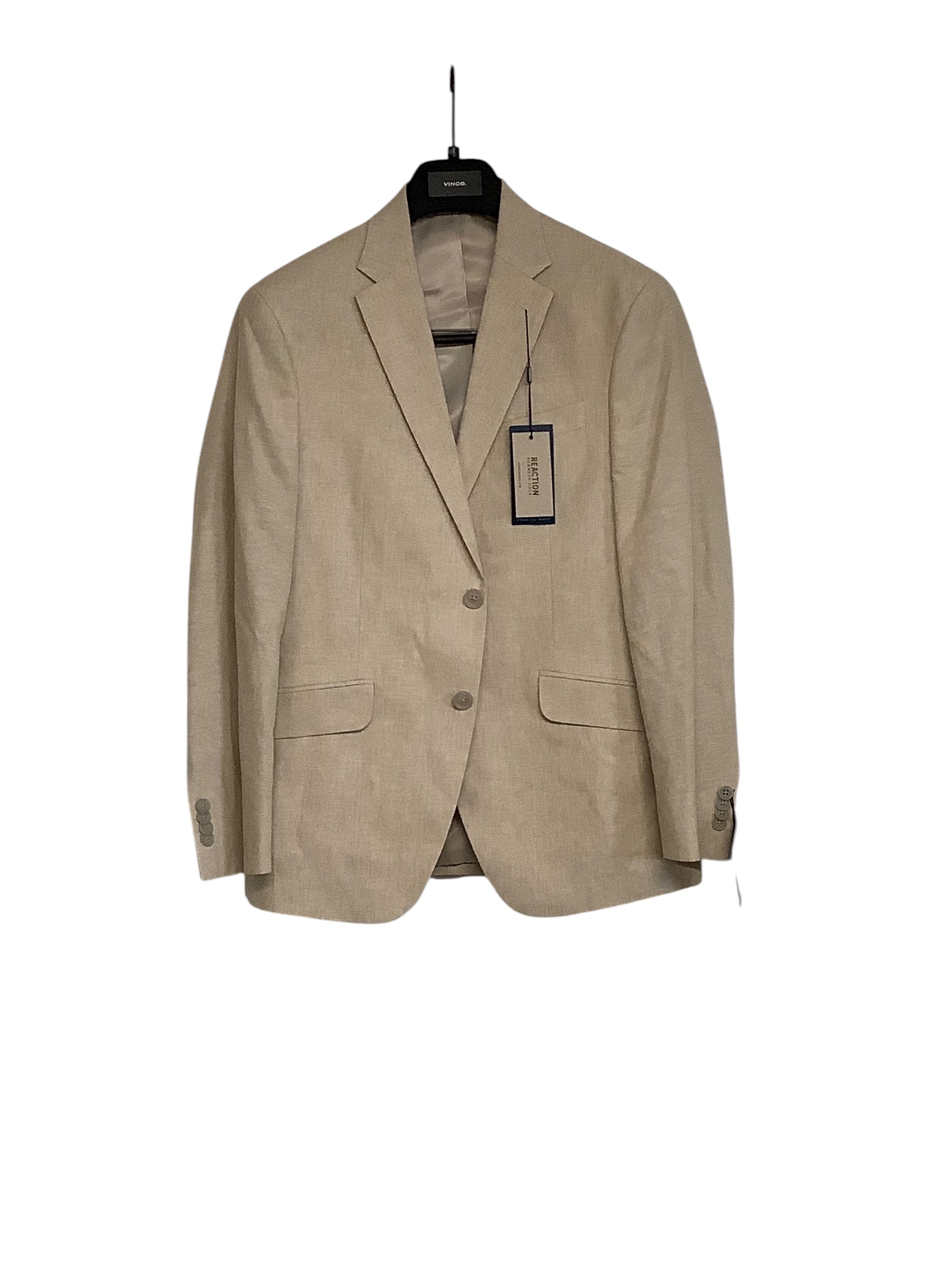 Kenneth Cole Mens Slim fit 2 Piece Suit 38 S / 31 Waist Beige Linen Stretch