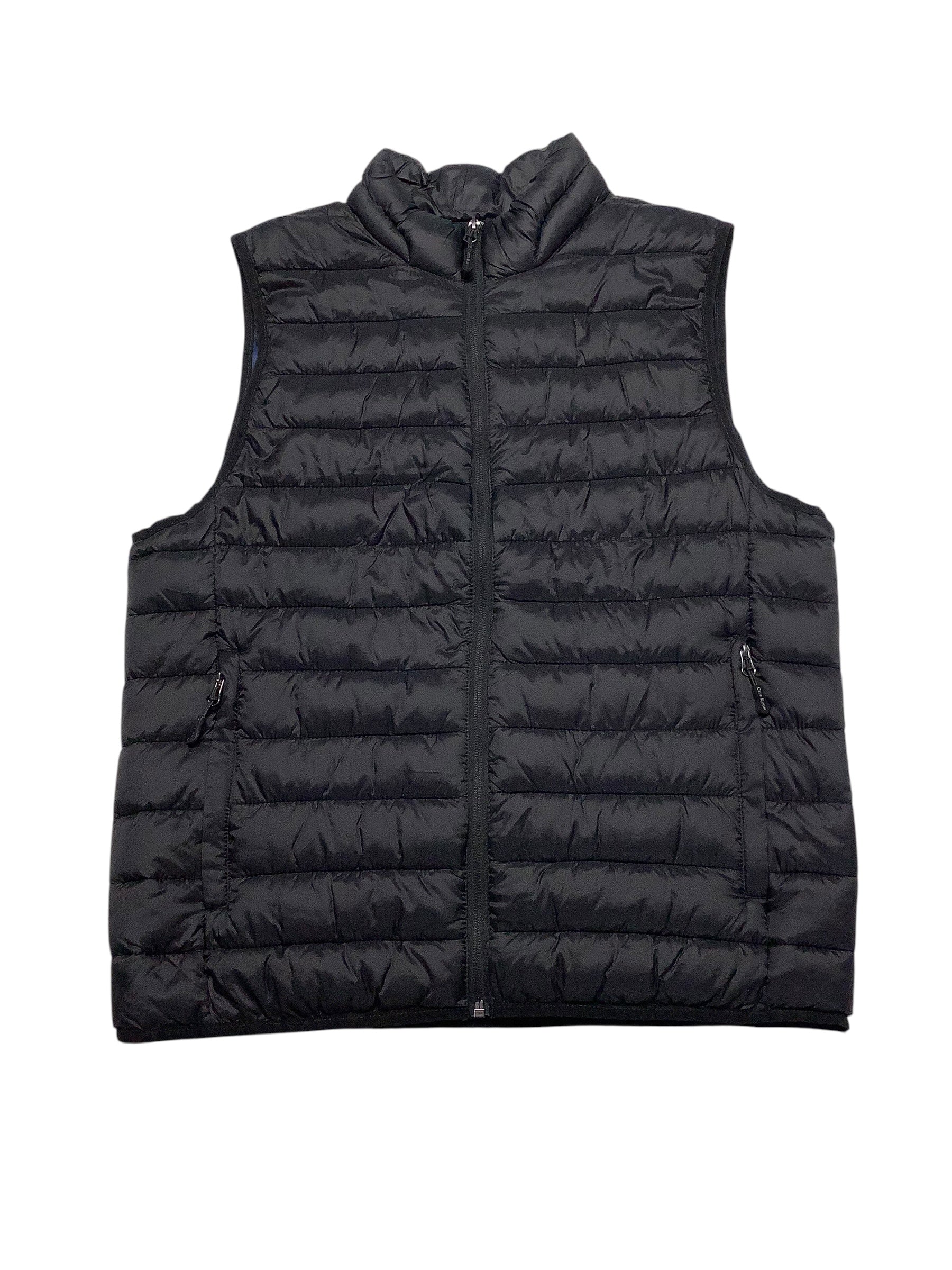 Club Room Mens Regular fit Full Zip Puffer Jacket Vest Medium Black Solid