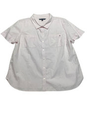 Tommy Hilfiger Mens Regular fit Short Sleeve Button-Up Shirt XXL Pink Striped
