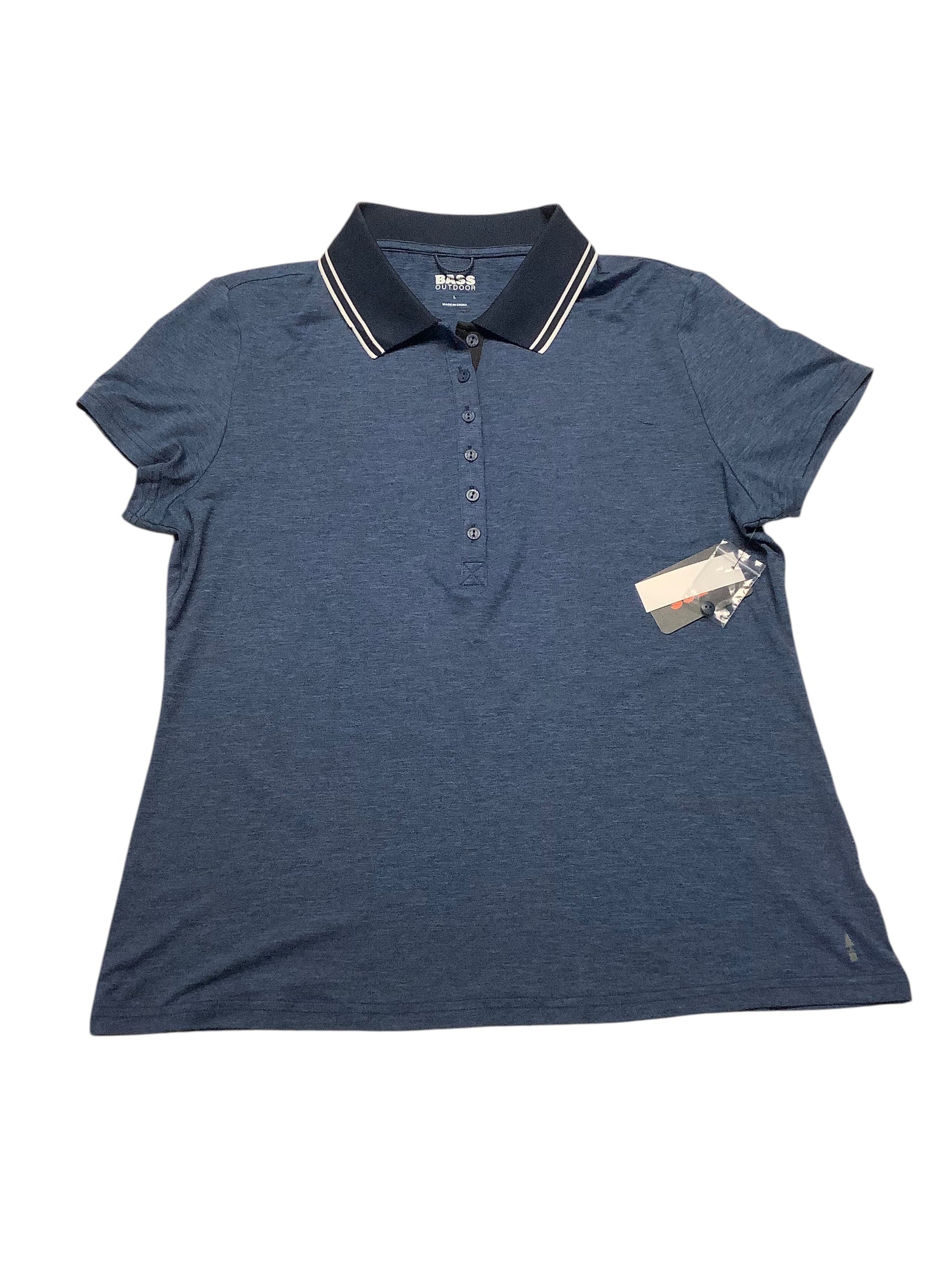 Bass Outdoor Women  fit Short Sleeve Polo Shirt Large Blue Solid