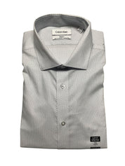 Calvin Klein Mens Slim fit Dress Shirt Large 16.5 in 34-35 White Geometric