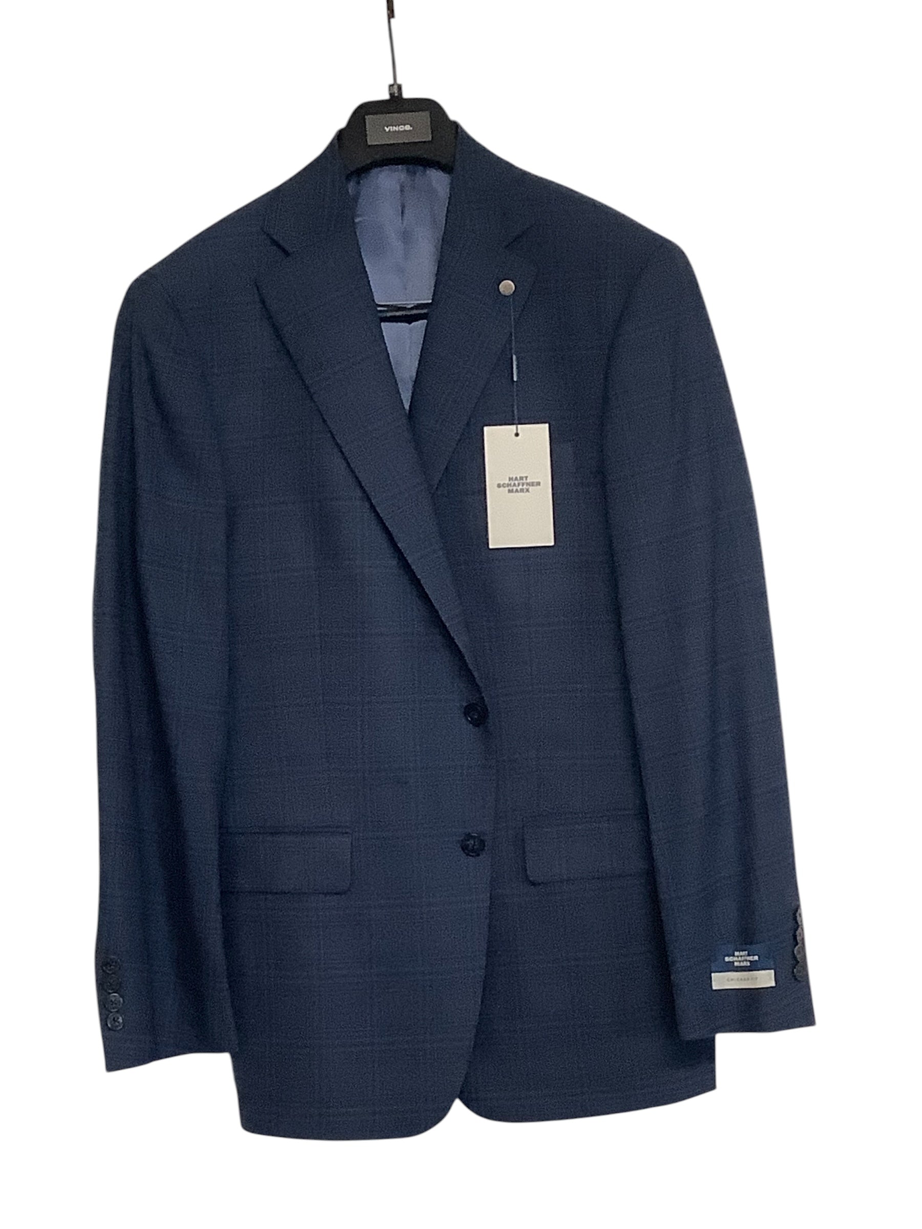 Hart Schaffner Marx Mens Classic fit Vested Suit 48 L / 43 Waist Blue Plaid
