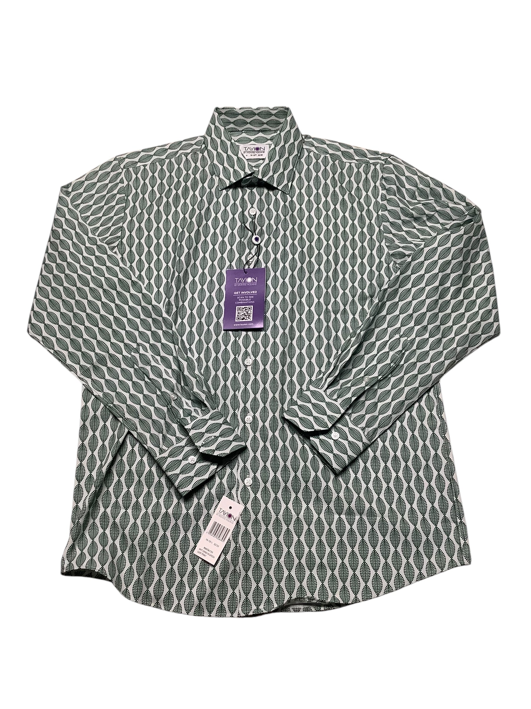 Tayion Collection Mens Regular fit Dress Shirt Medium 15-15.5 32-33 Green