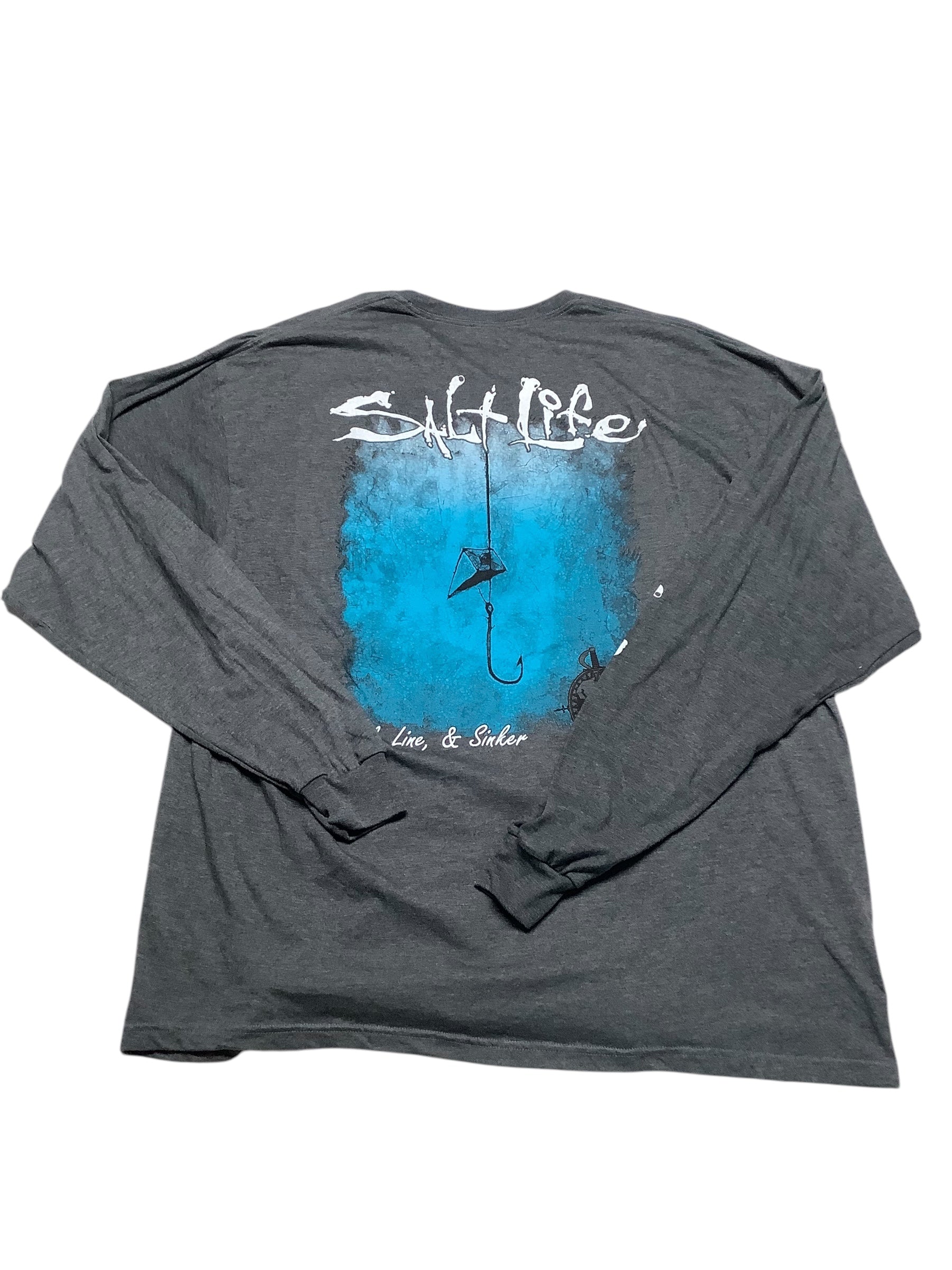 Salt Life Mens  fit Long Sleeve T-Shirt Shirt XXL Grey Solid