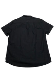Frank And Oak Men  fit Short Sleeve Button-Up Shirt XXL Black Solid