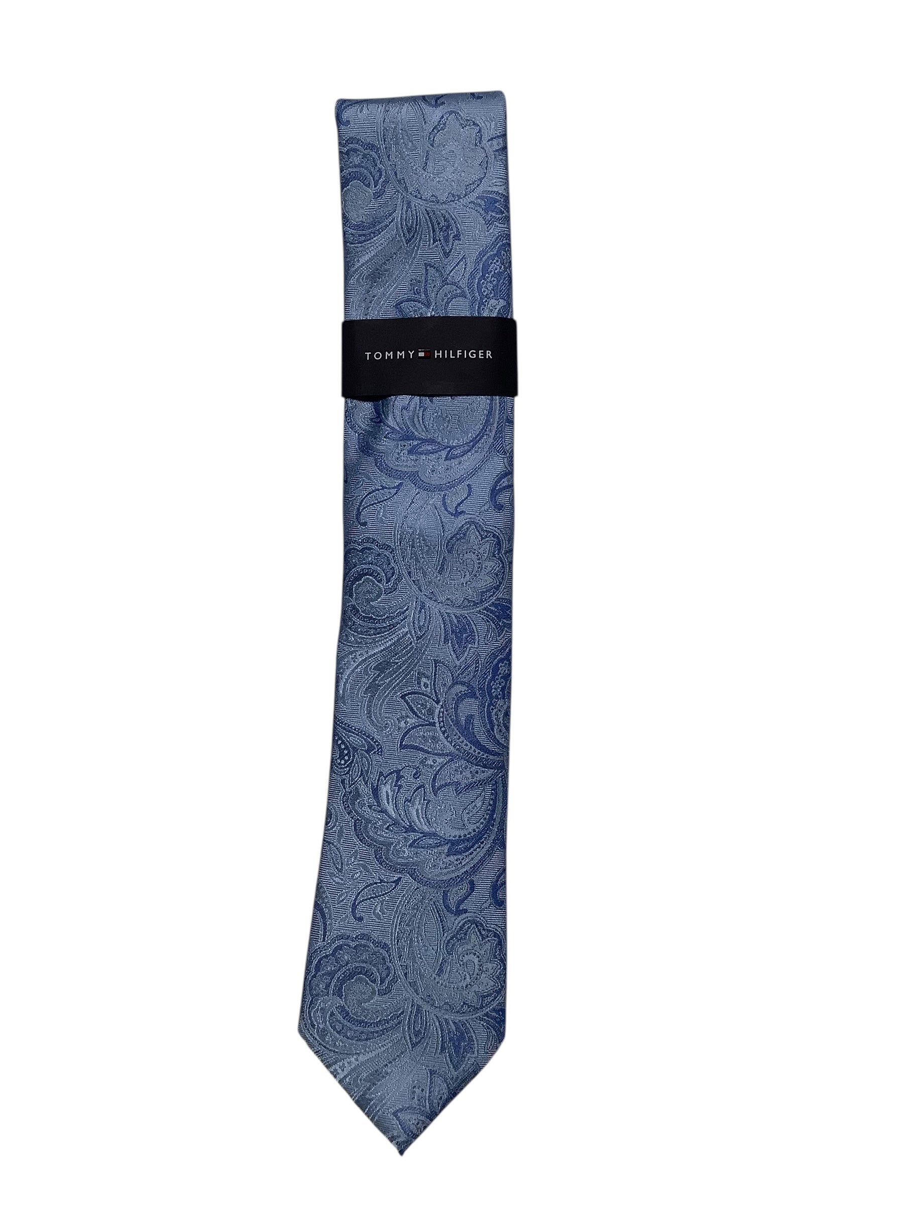Tommy Hilfiger Mens  fit Tie Necktie One Size Blue Paisley