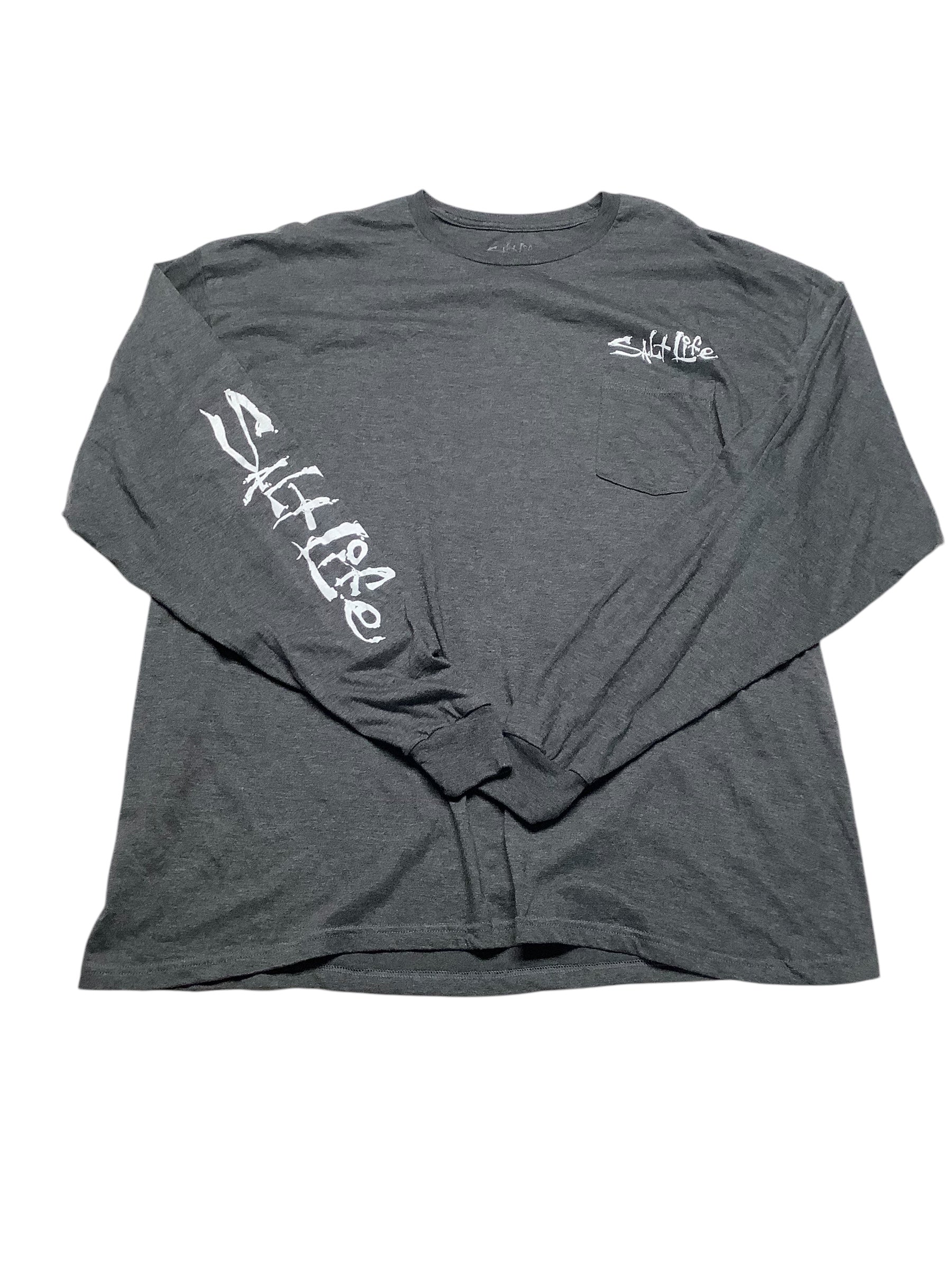 Salt Life Mens  fit Long Sleeve T-Shirt Shirt XXL Grey Solid