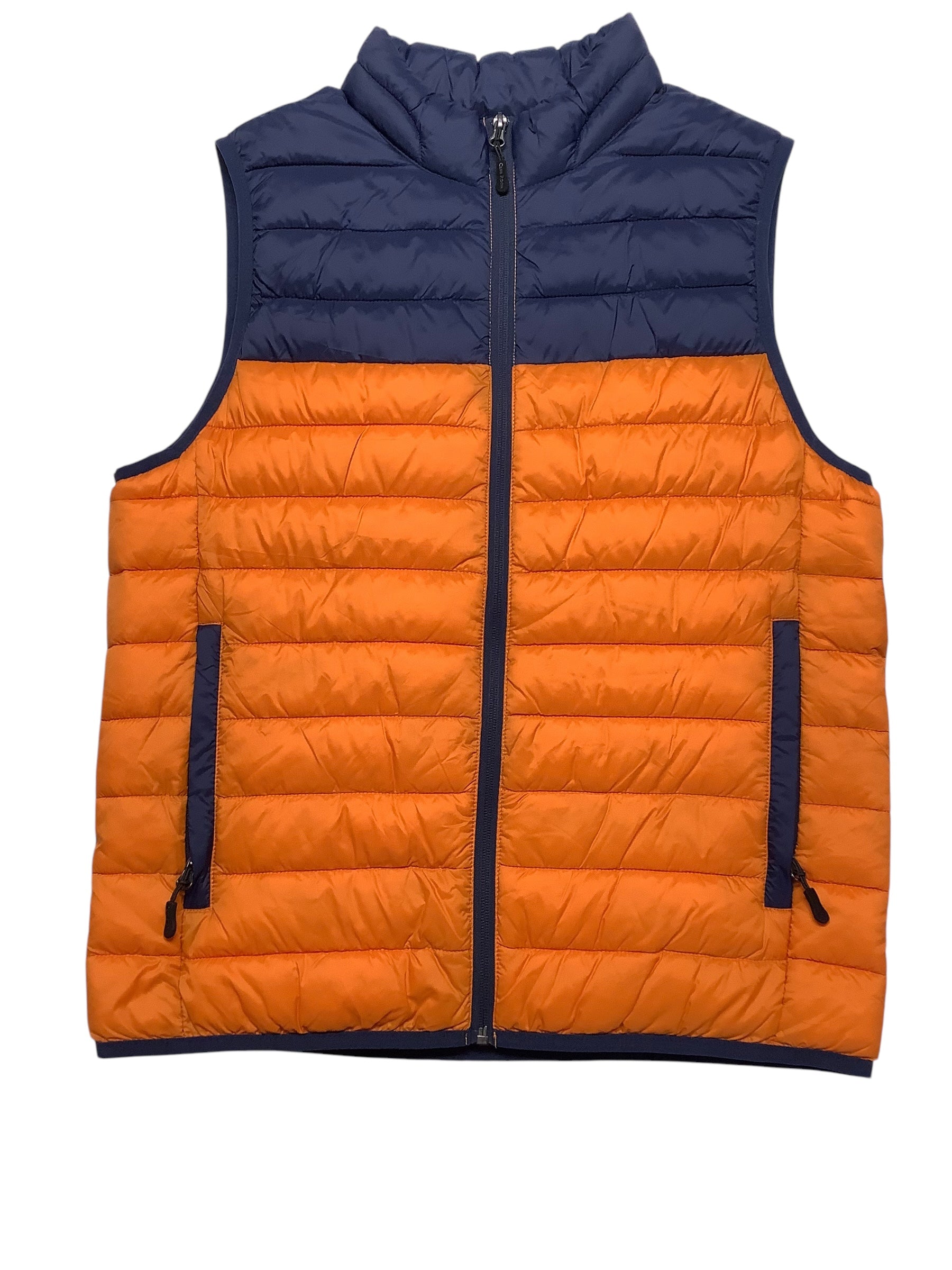 Club Room Mens Puffer Jacket Vest Large Orange Solid