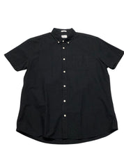 Frank And Oak Men  fit Short Sleeve Button-Up Shirt XXL Black Solid