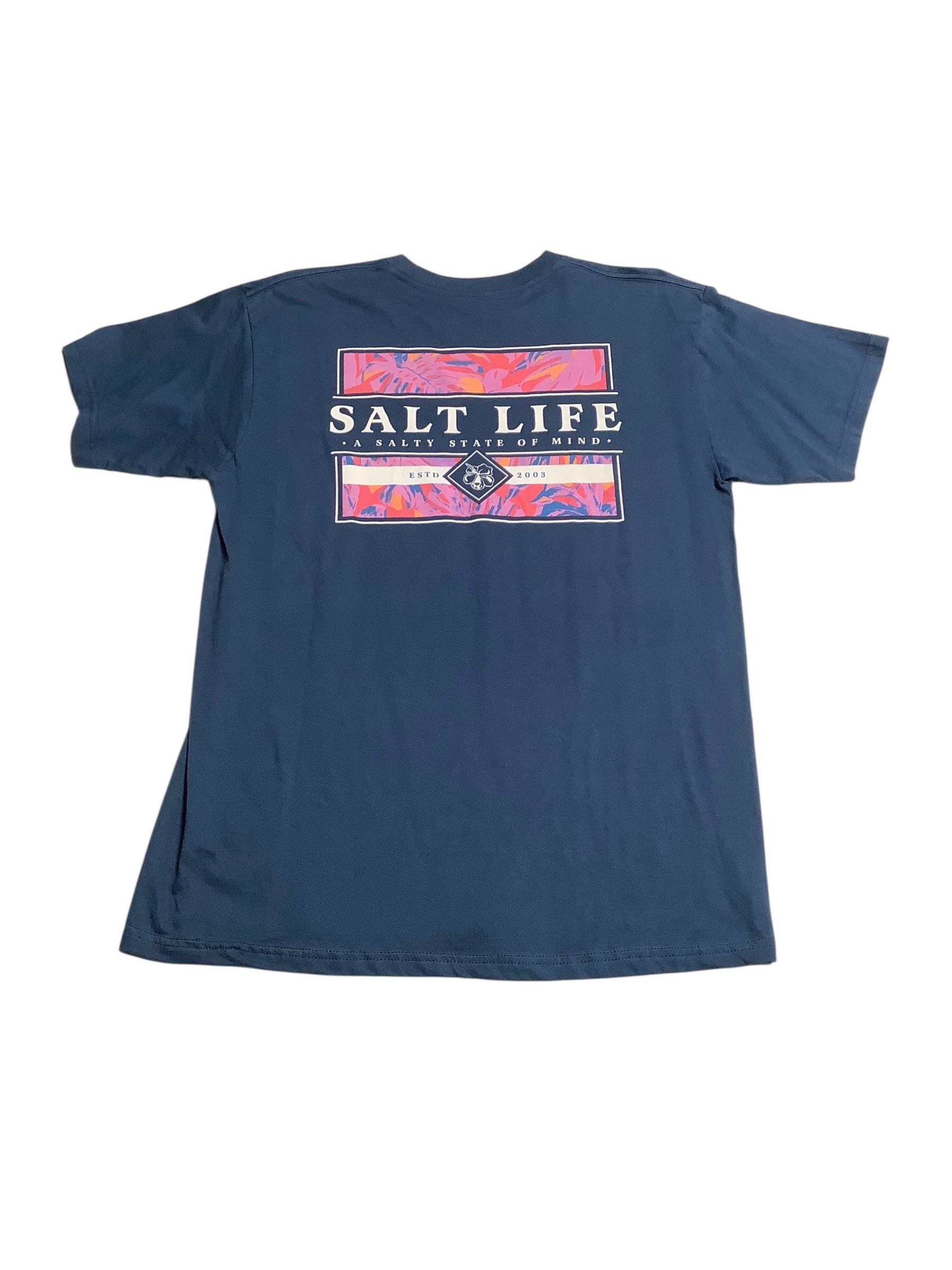 Salt Life Mens Regular fit Short Sleeve Graphic T-Shirt Shirt Medium Blue Solid