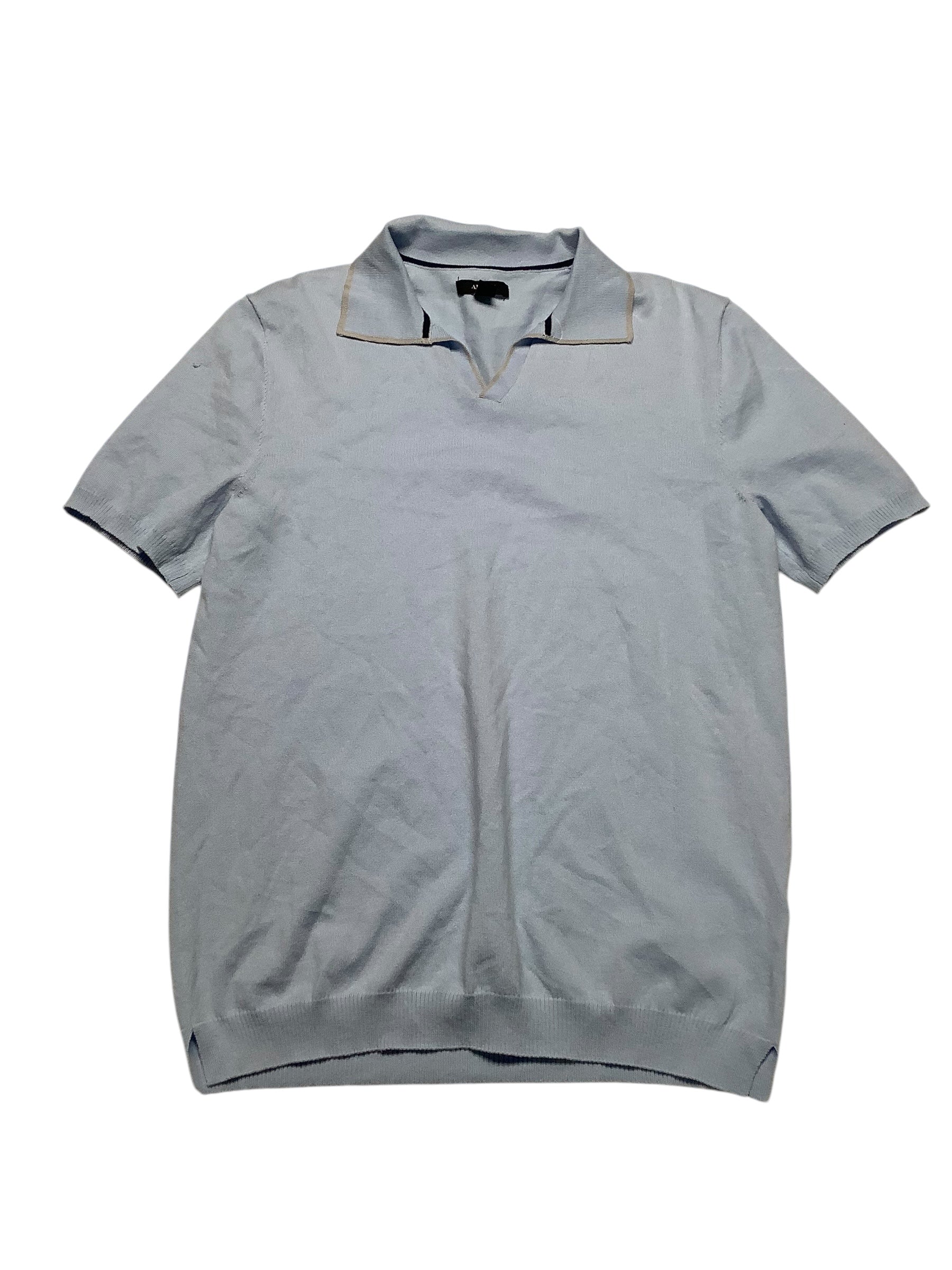 Alfani Mens Regular fit Short Sleeve Polo Shirt Small Blue Solid