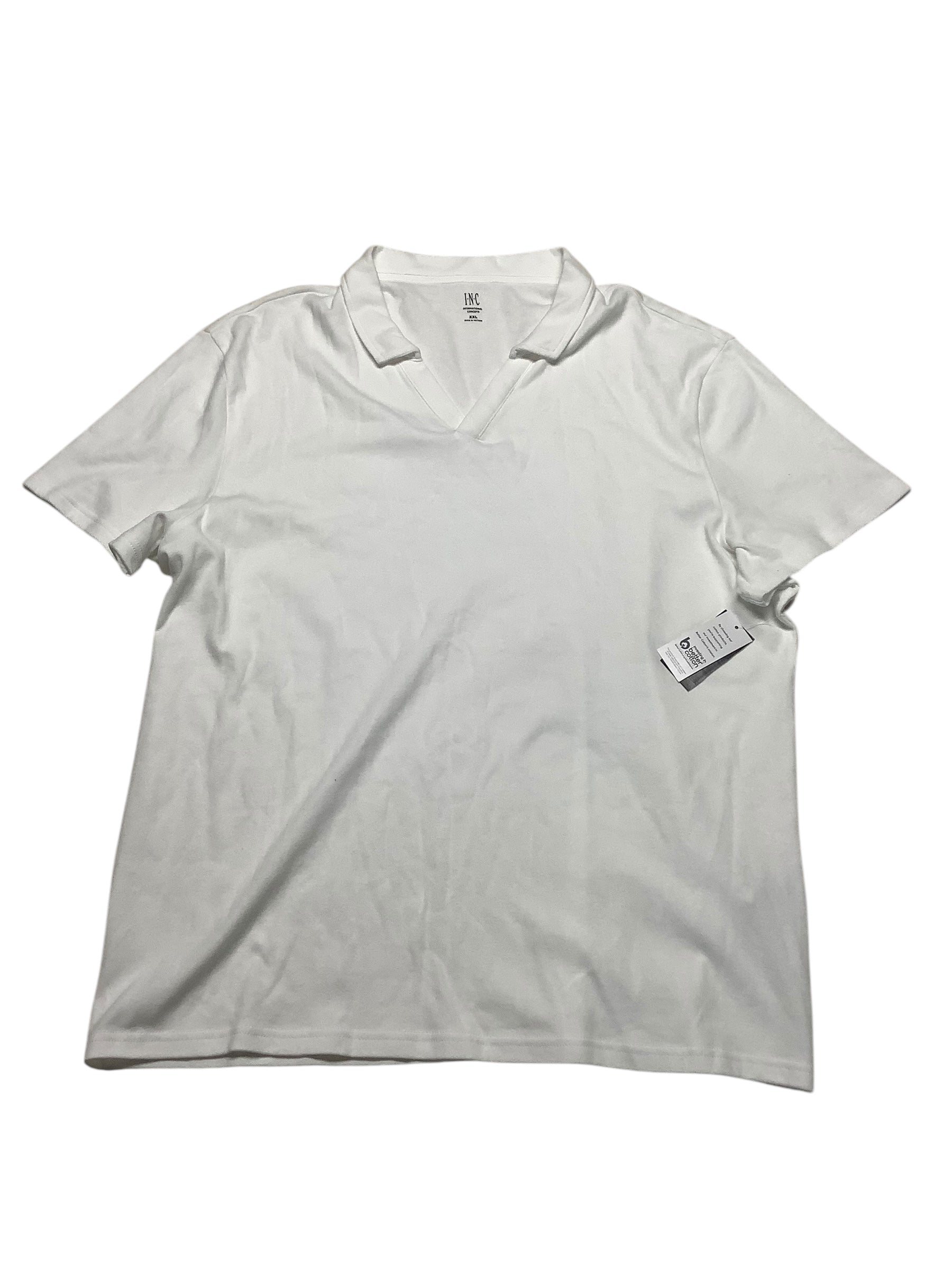 INC International Concepts Mens  fit Short Sleeve Polo Shirt XXL White Solid