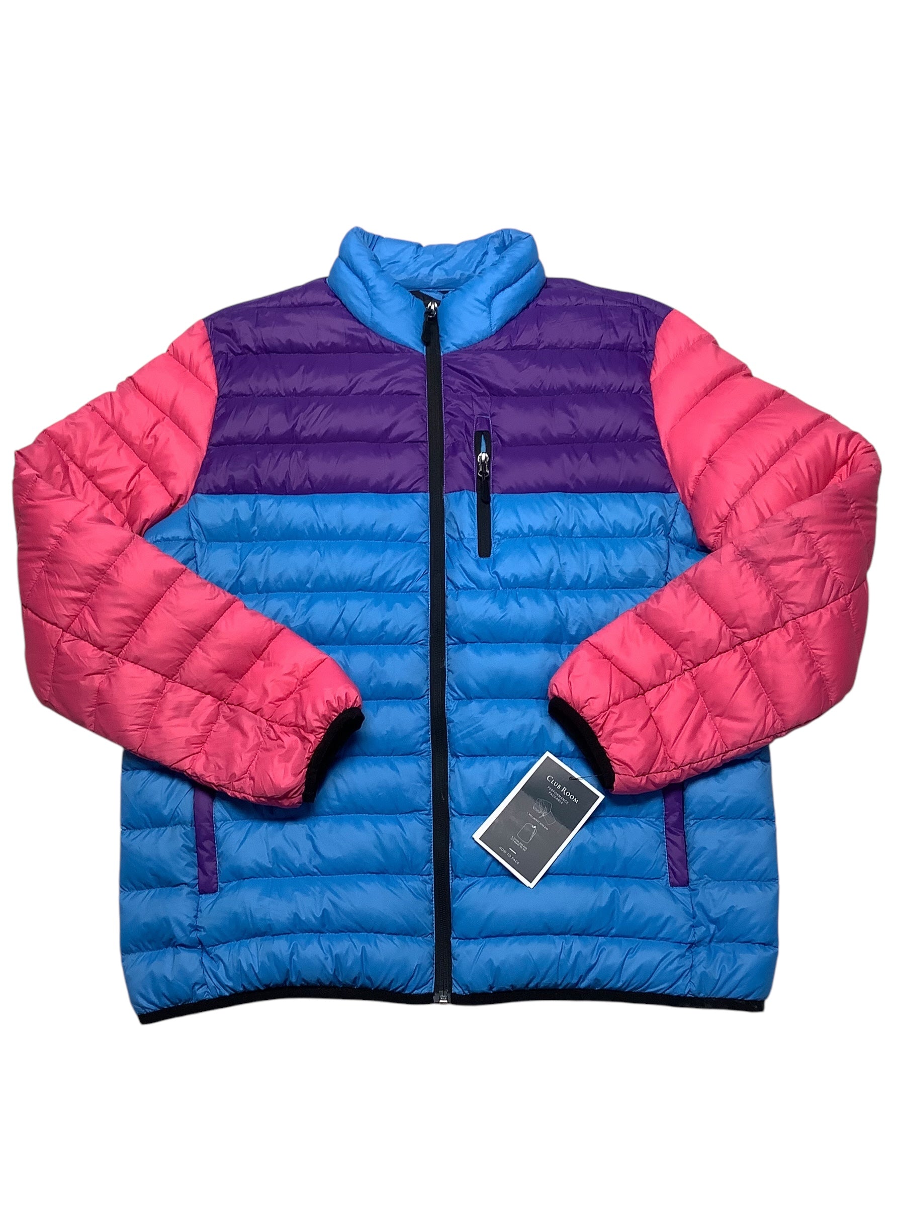 Club Room Mens Puffer Jacket Coat Large Blue Stretch
