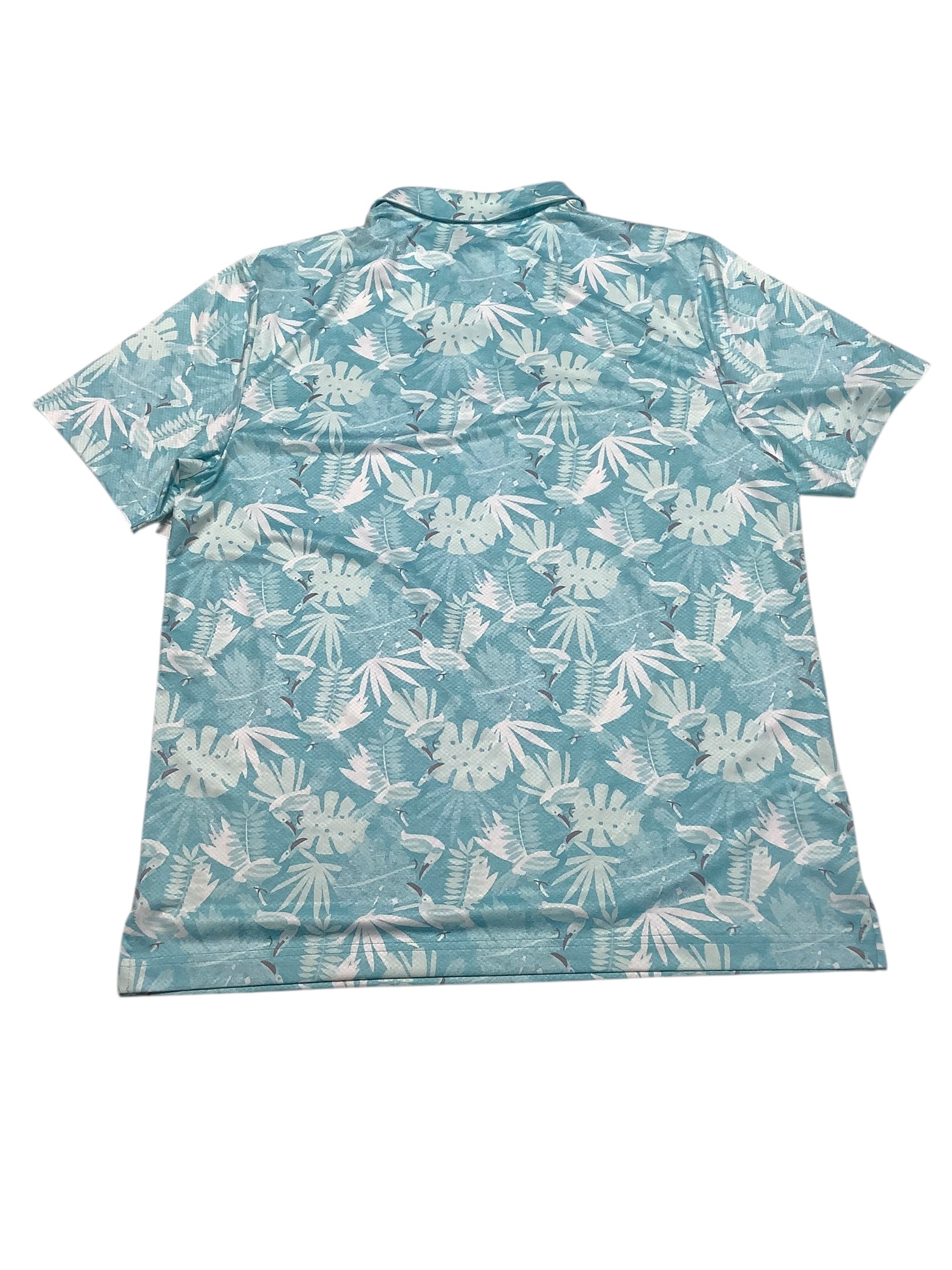 PGA TOUR Mens Athletic fit Short Sleeve Polo Shirt XXL Blue Leaf
