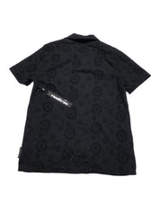 Karl Lagerfeld Mens Slim fit Short Sleeve Button-Up Shirt Small Black Solid
