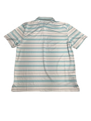 PGA TOUR Mens Athletic fit Short Sleeve Polo Shirt Large White Striped Stretch