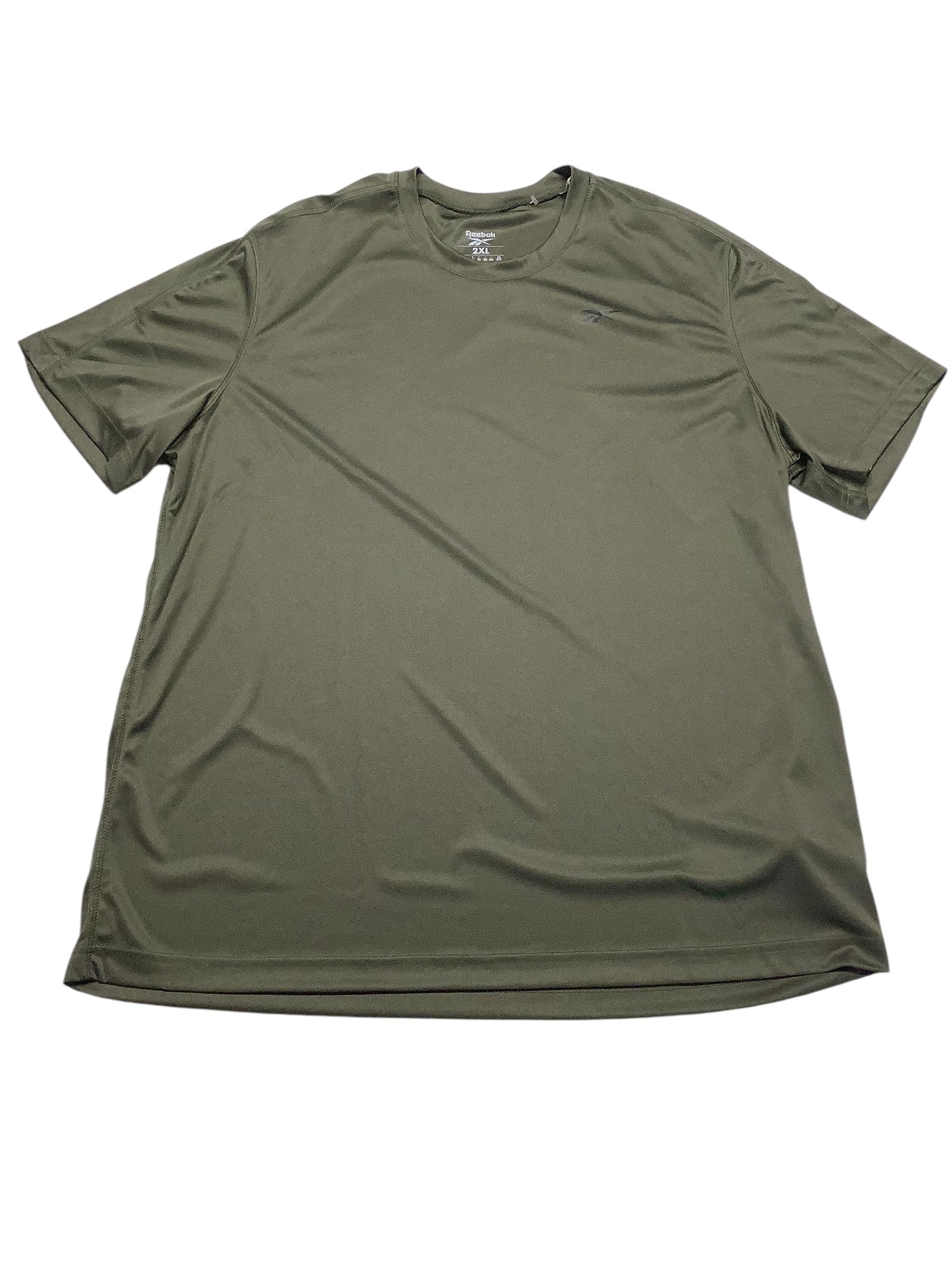 Reebok Mens  fit Short Sleeve Athletic Shirt XXL Green Solid Moisture Wicking