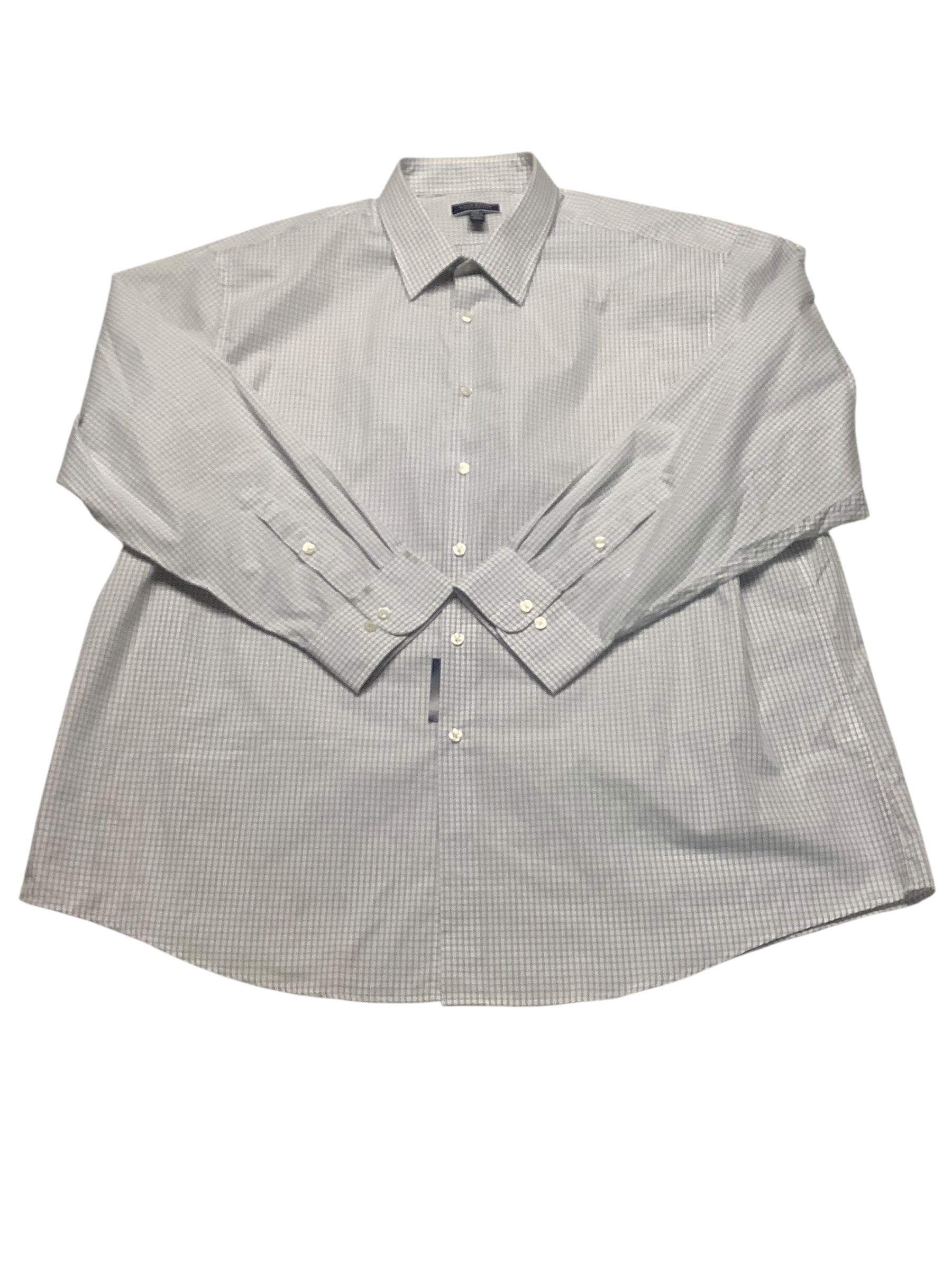 Club Room Mens Regular fit Dress Shirt XXXL 19-19.5 Long Sleeve Grey Check