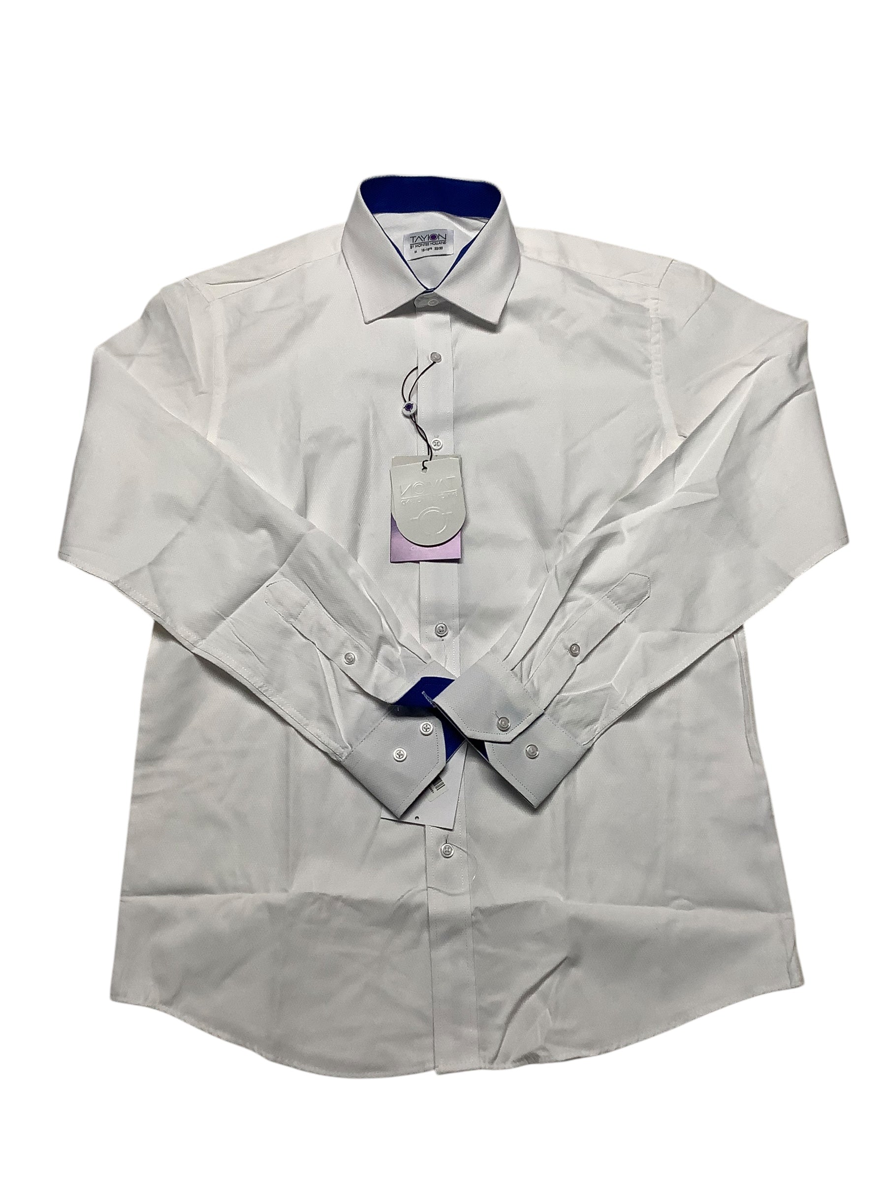 Tayion Collection Mens Regular fit Button-Up Shirt XXL 18-18.5 36-37 White Solid