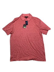 Club Room Mens Regular fit Short Sleeve Linen Polo Shirt XL Coral Pink Solid