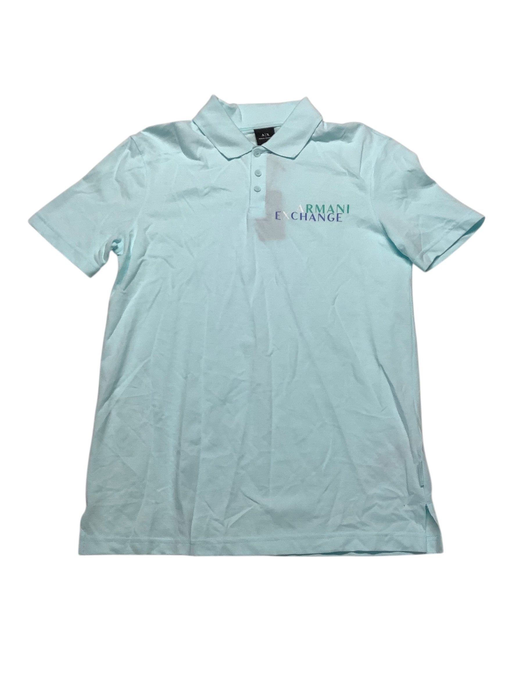 Ax Armani Exchange Mens Regular fit Short Sleeve Polo Shirt Small Blue Solid