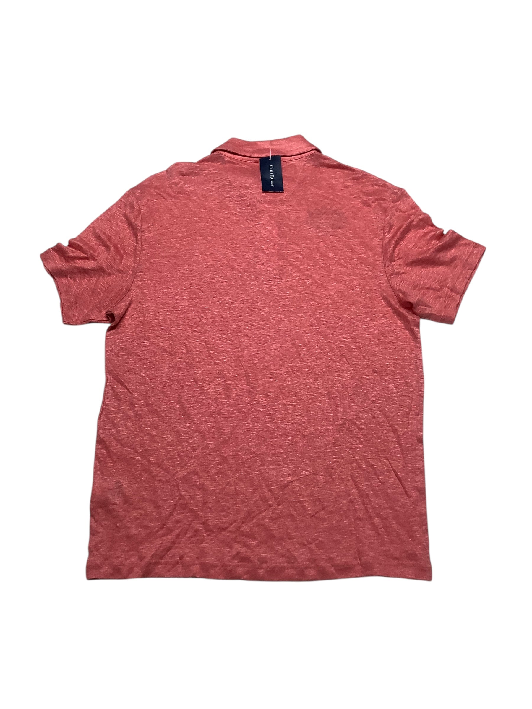 Club Room Mens Regular fit Short Sleeve Linen Polo Shirt XL Coral Pink Solid