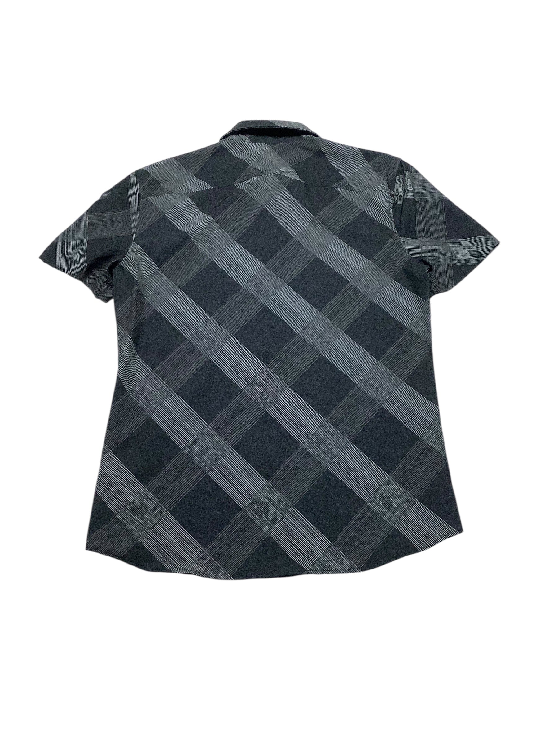 Perry Ellis Mens Slim fit Short Sleeve Button-Up Shirt Small Black Plaid