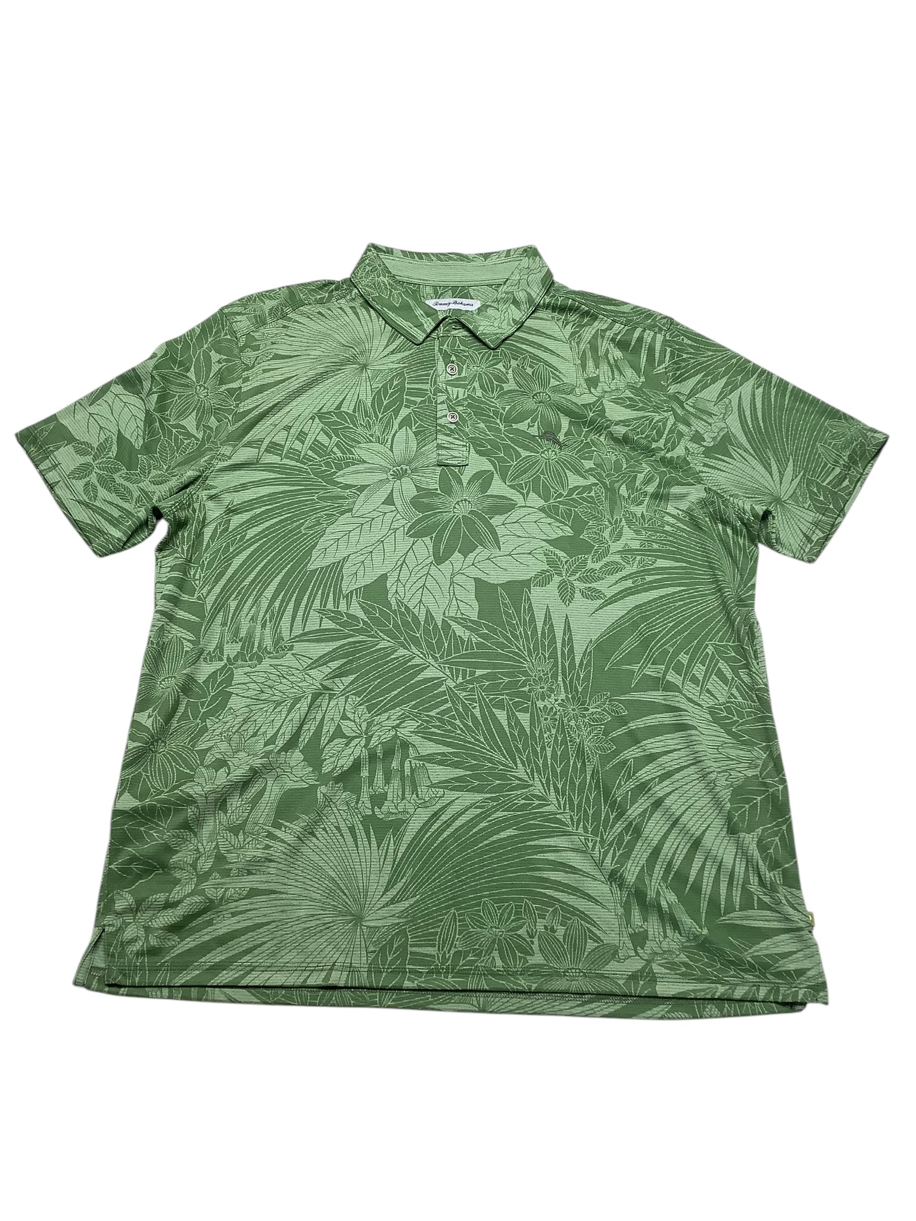 Tommy Bahama Mens  fit Short Sleeve Polo Shirt XXL Green Floral