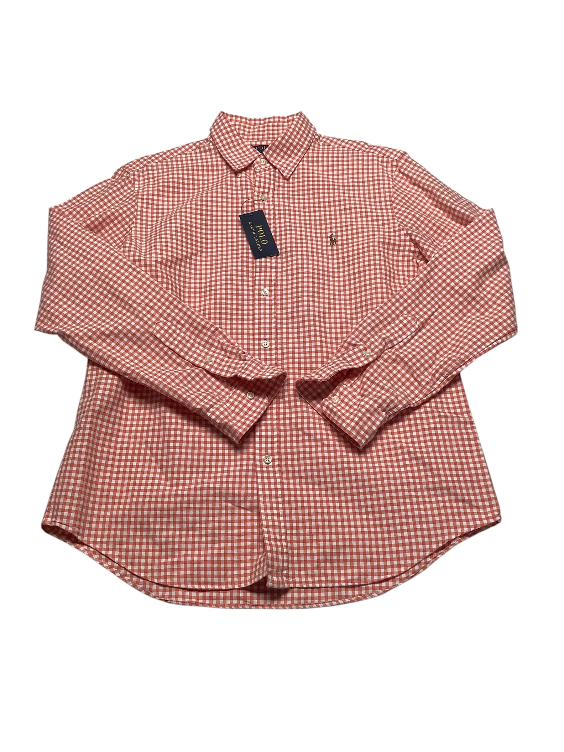 Polo Ralph Lauren Mens Classic fit Long Sleeve Button-Up Shirt Large Orange