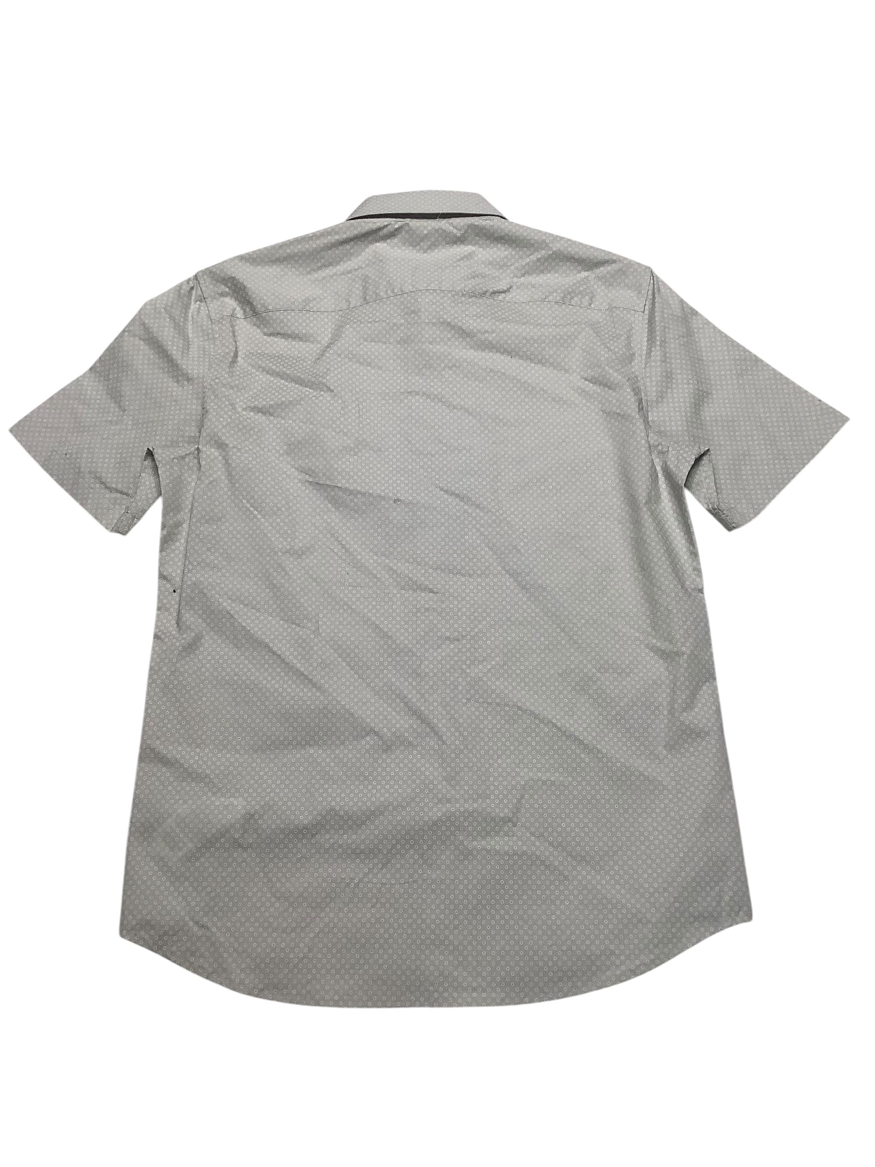 Michael Kors Mens  fit Short Sleeve Button-Up Shirt Small Grey Solid