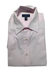 Club Room Mens Regular fit Dress Shirt Medium 15-15.5 Long Sleeve Pink Check